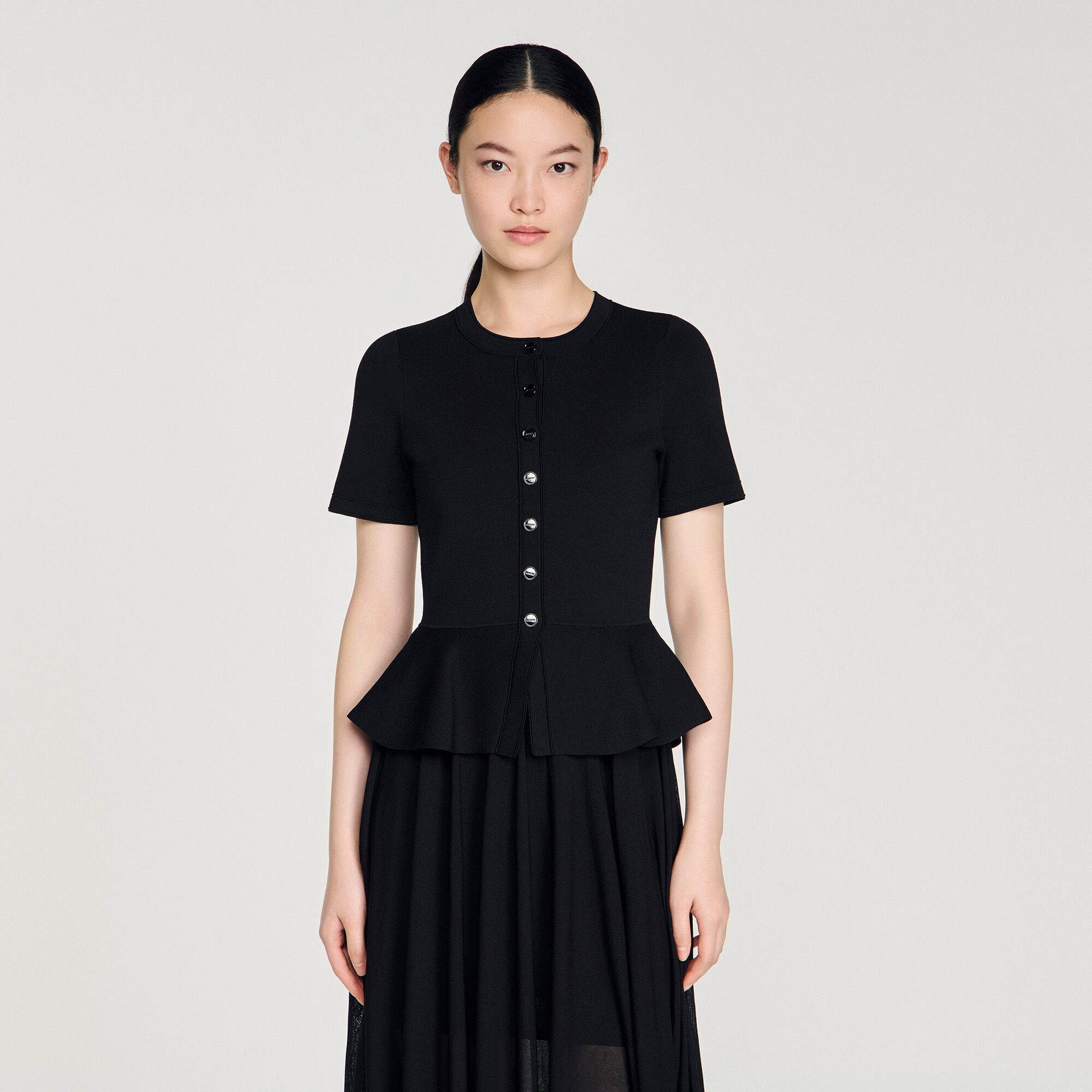 Peplum knit maxi dress