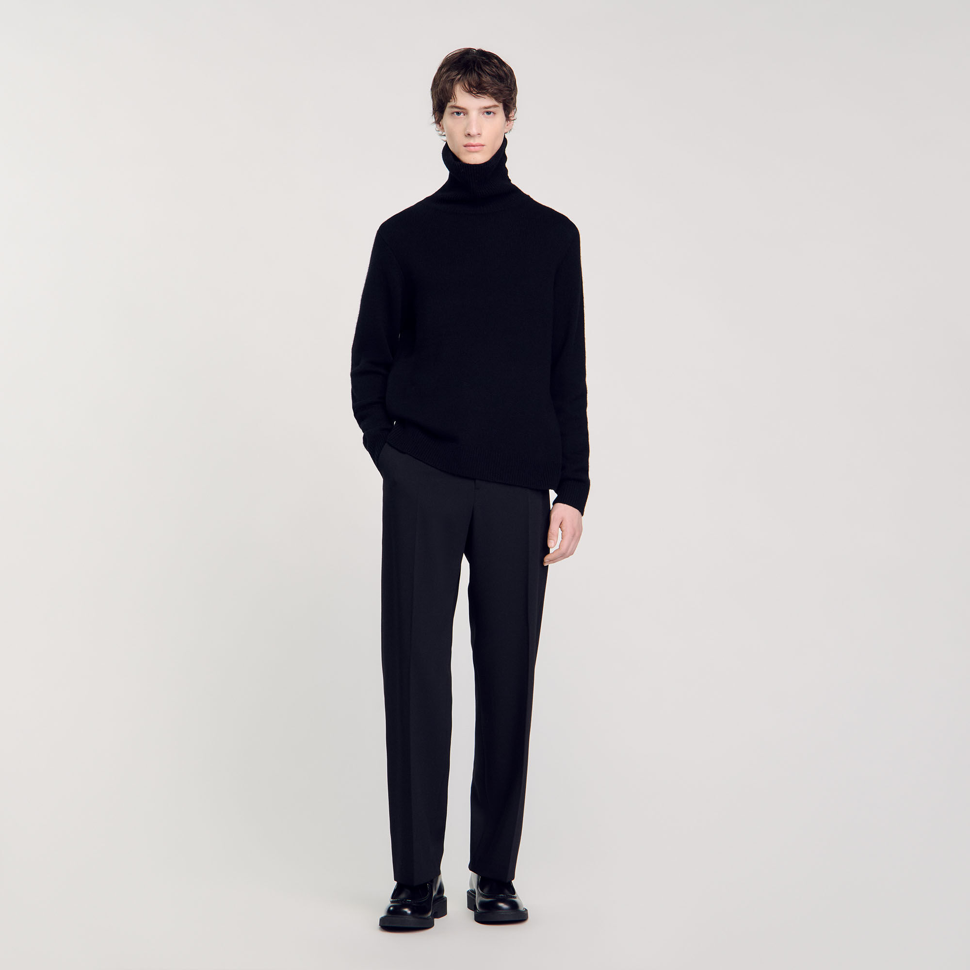 Wool and cashmere coat blue for Men Sandro Paris