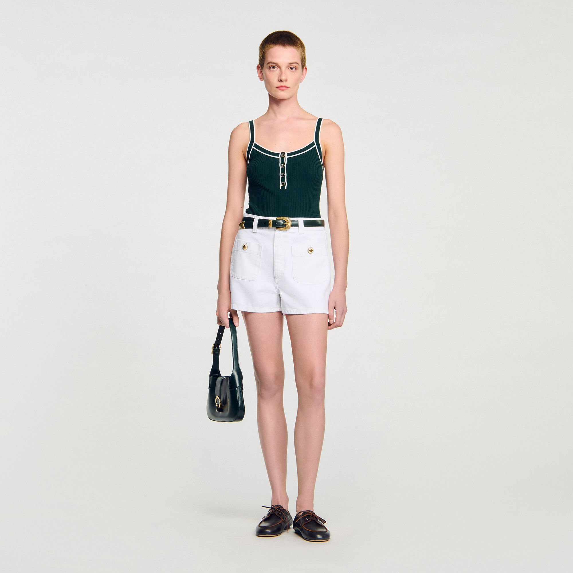 Two-tone knit vest top