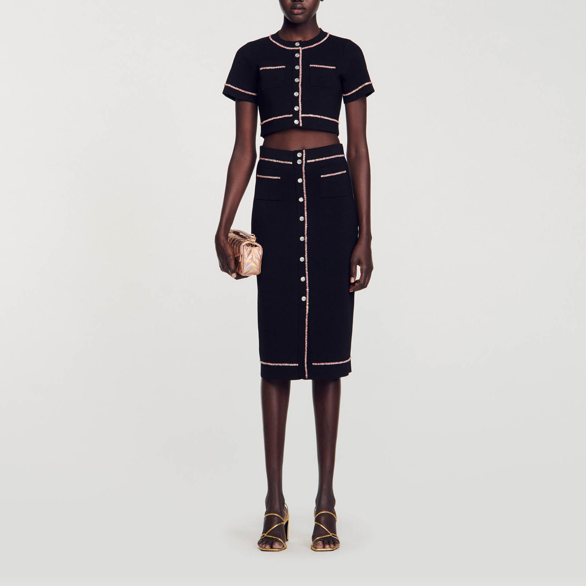 Rhinestone midi skirt