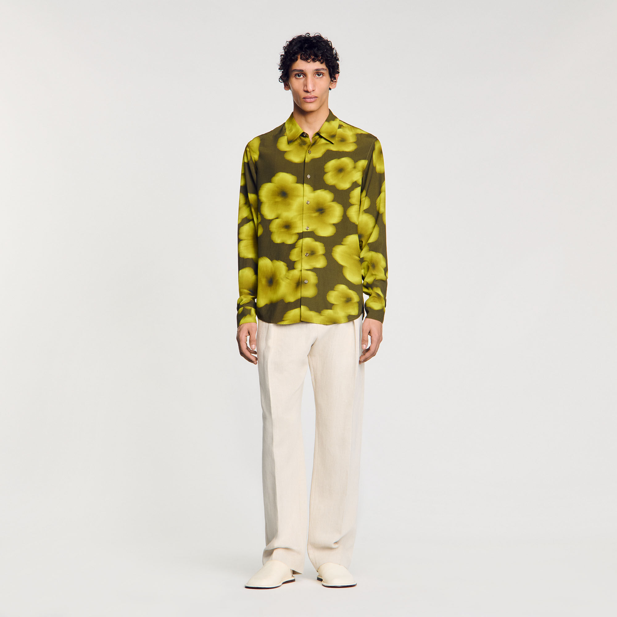 Loose-fit floral shirt green for Men | Sandro Paris Loose-fit floral shirt green for Men | Sandro Paris