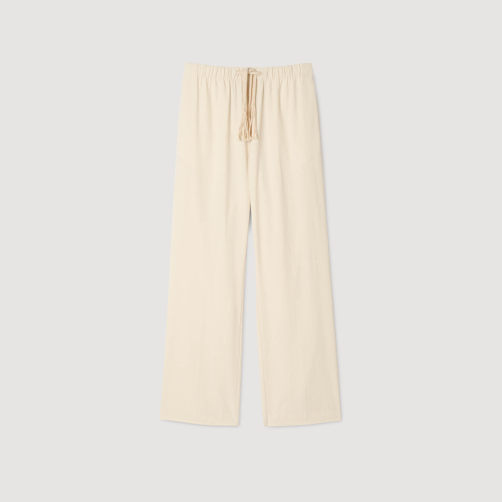 Wide-leg elasticated cotton trousers