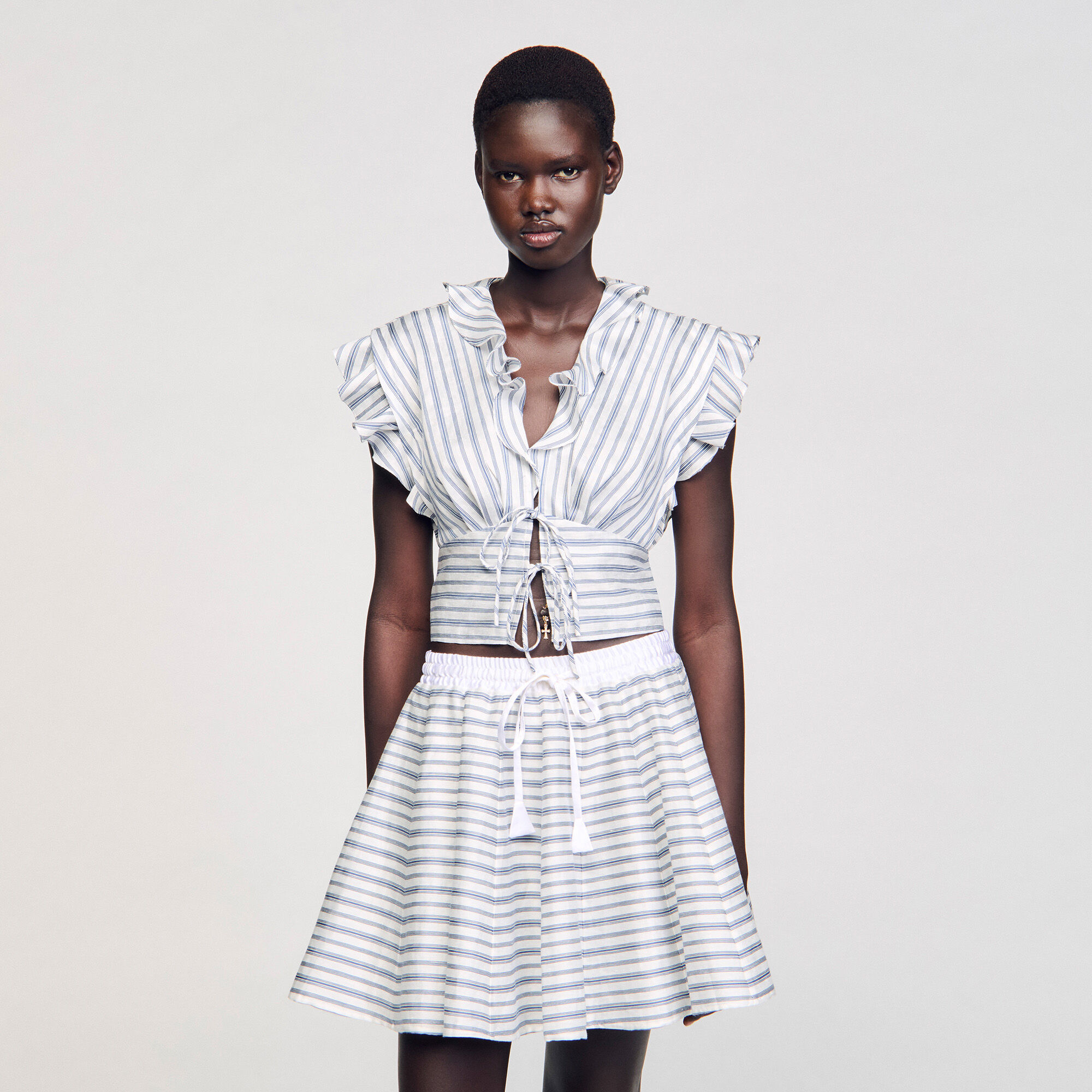 Striped crop top blue For Women | Sandro Paris