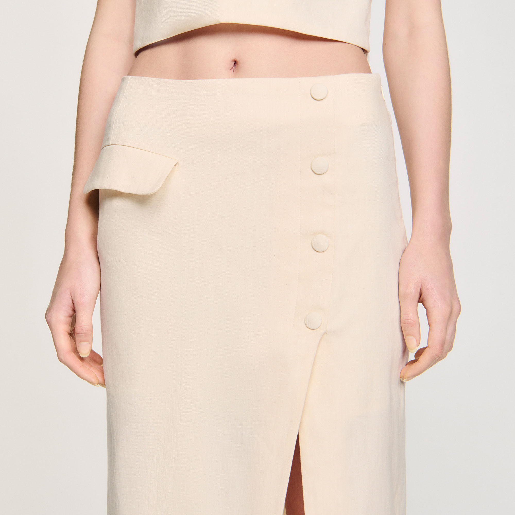 le / ル SIDE BUTTON SLIT トップス ECRU Side Slit Tunic by Go Lightly (Linen Top) | Artful Home