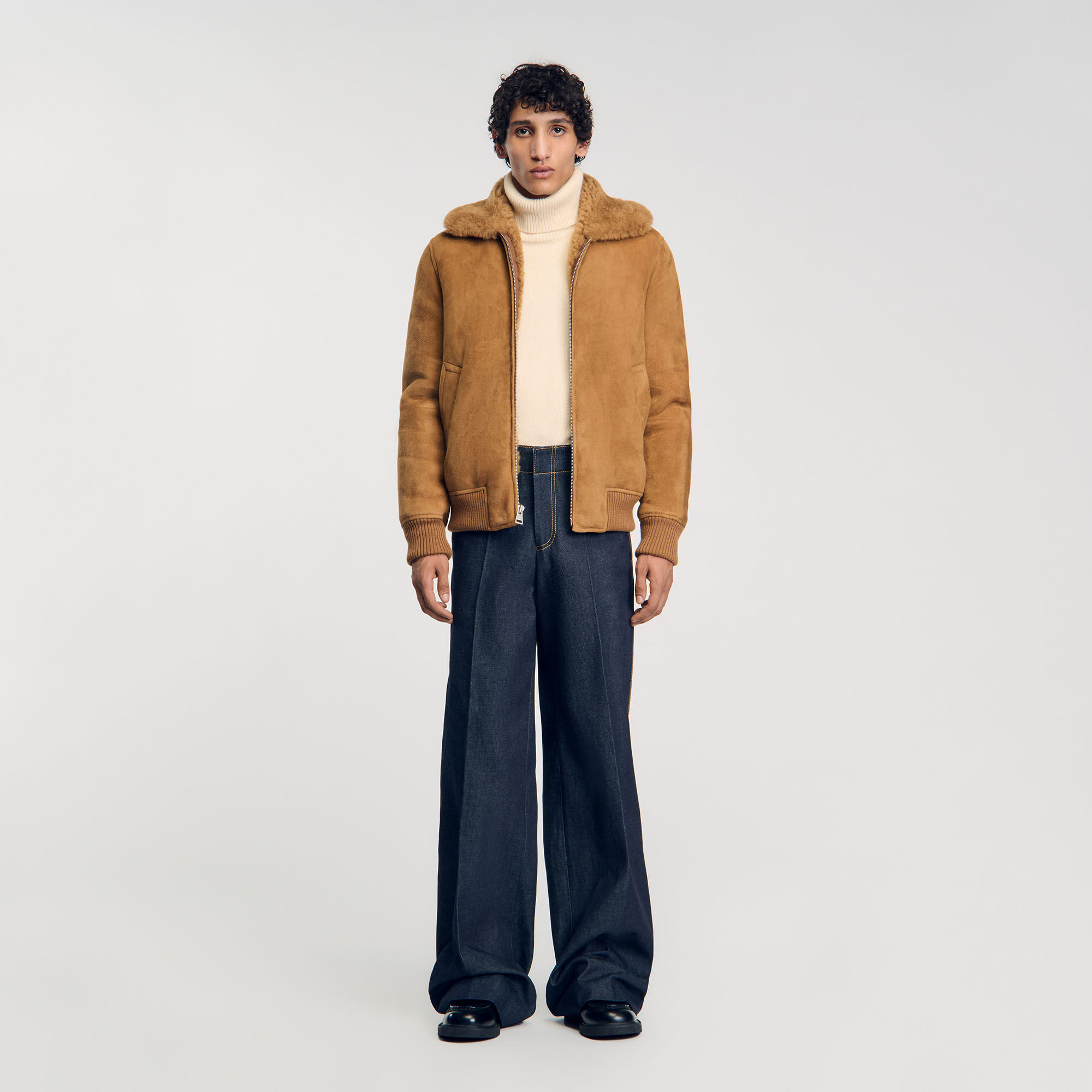 Sandro shearling jacket mens clearance