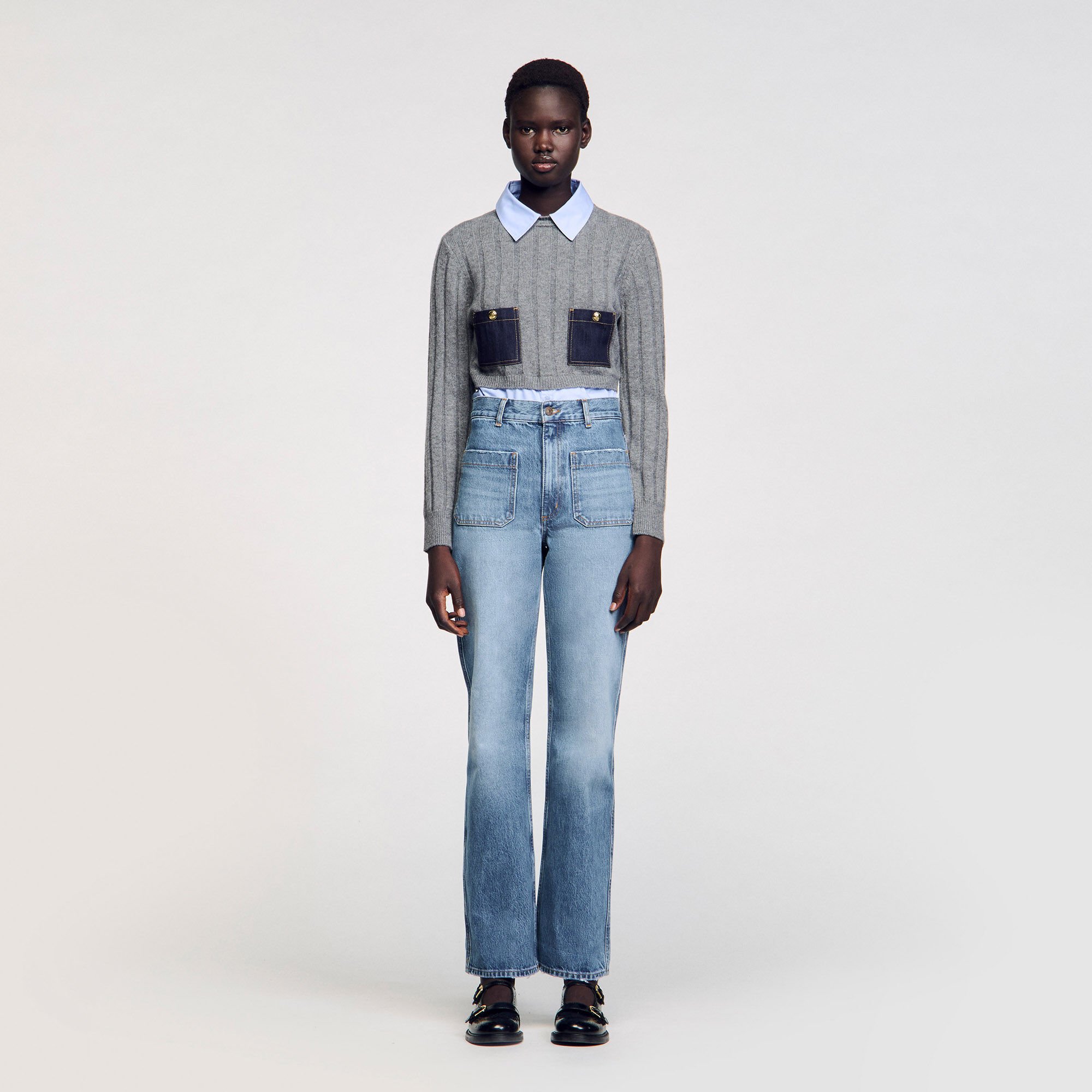 Flared faded jeans