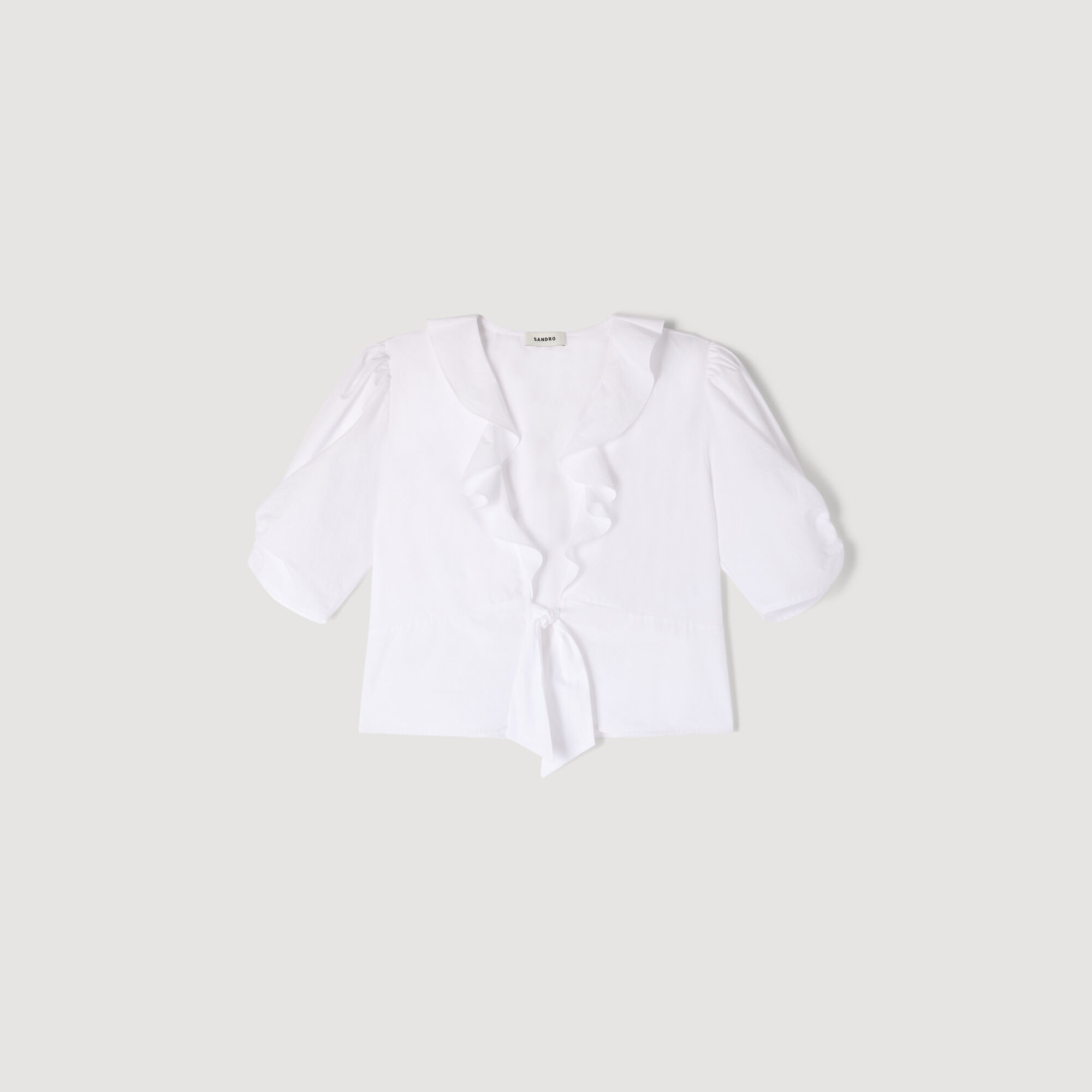 Ruffled crop top white / beige For Women | Sandro Paris