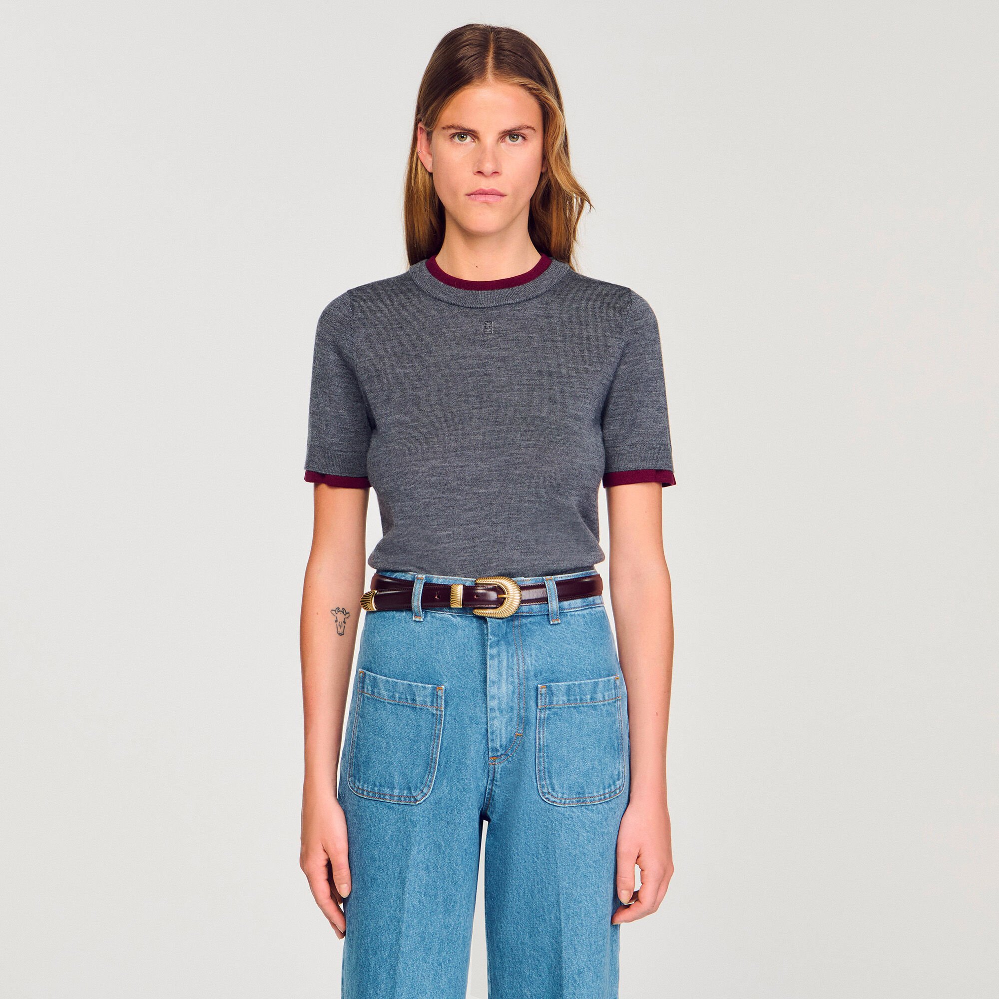 Two-tone cropped jumper
