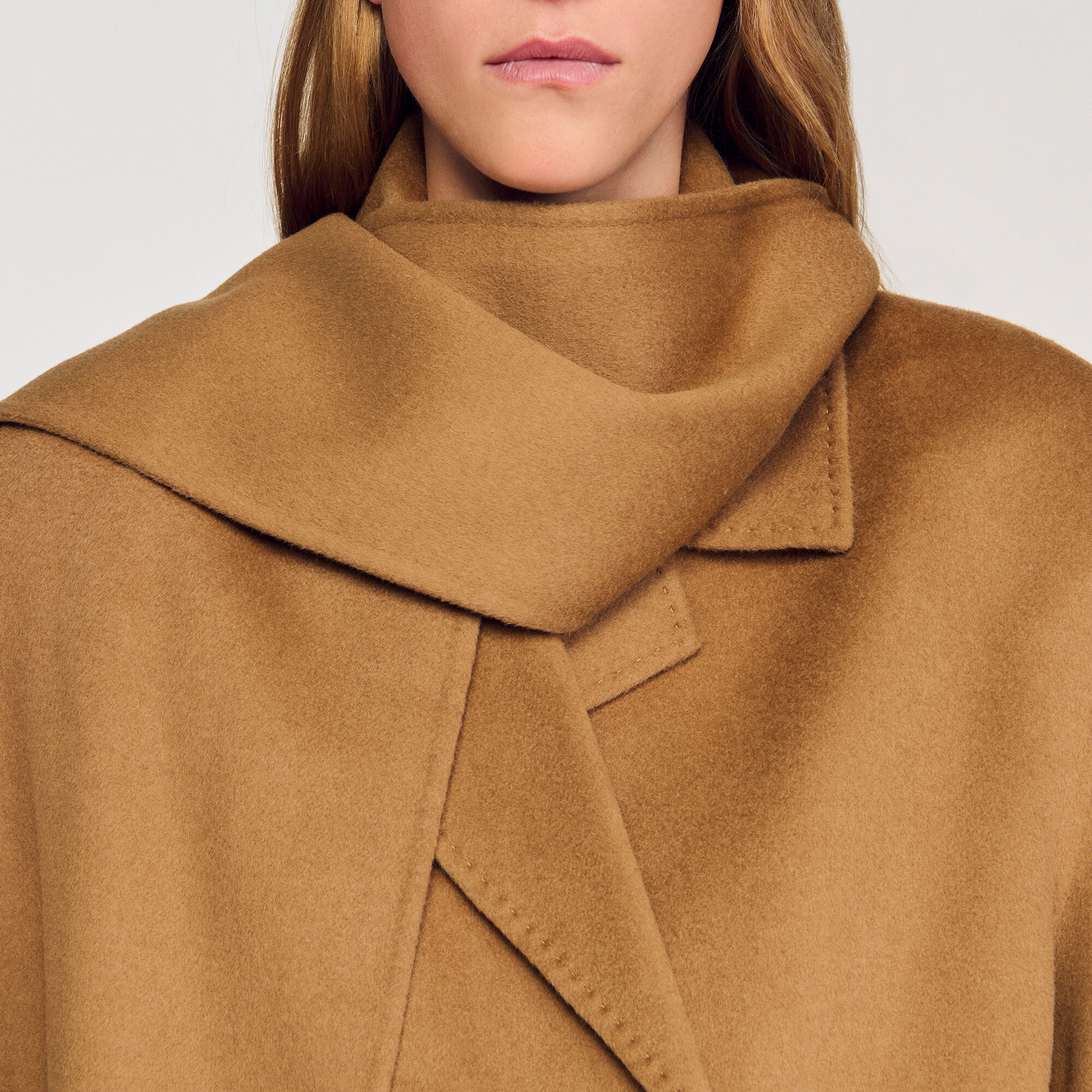 Oversized wool coat white / beige For Women | Sandro Paris