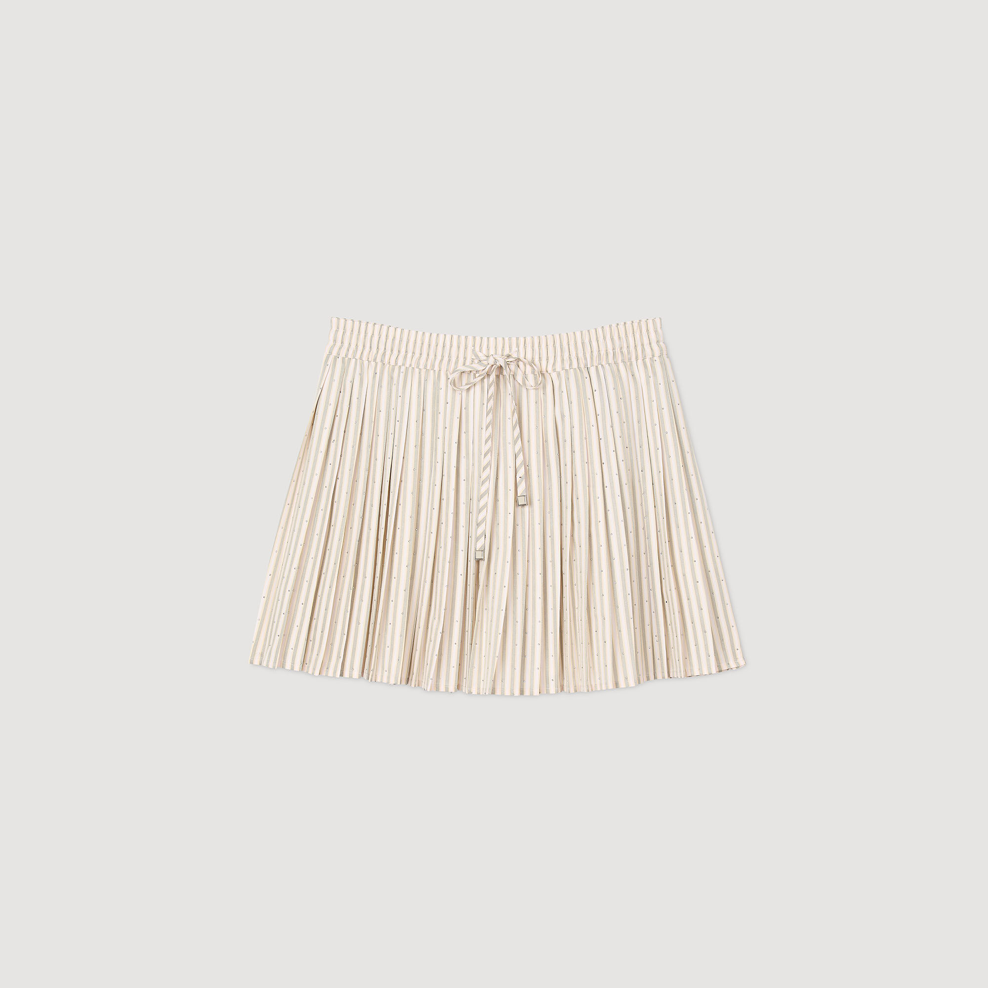Rhinestone striped pleated skirt