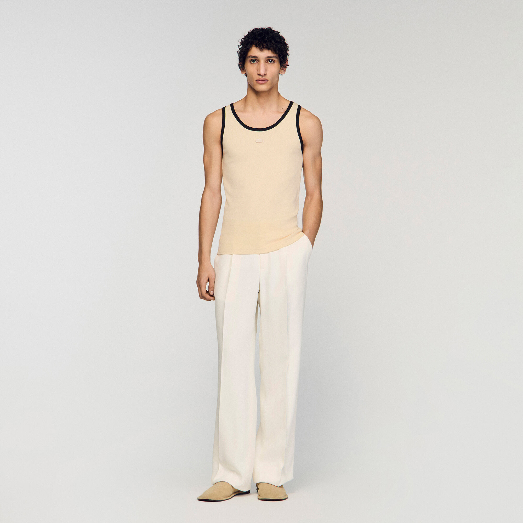 Cotton vest top with patch