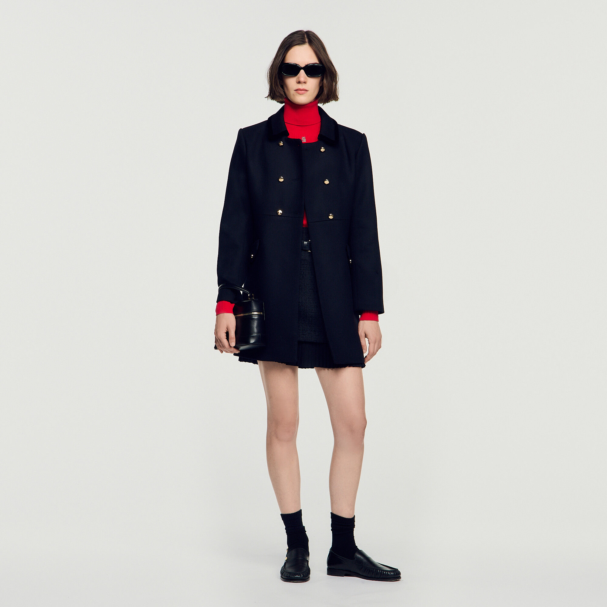 Mid-length coat with velvet collar - Women | Sandro