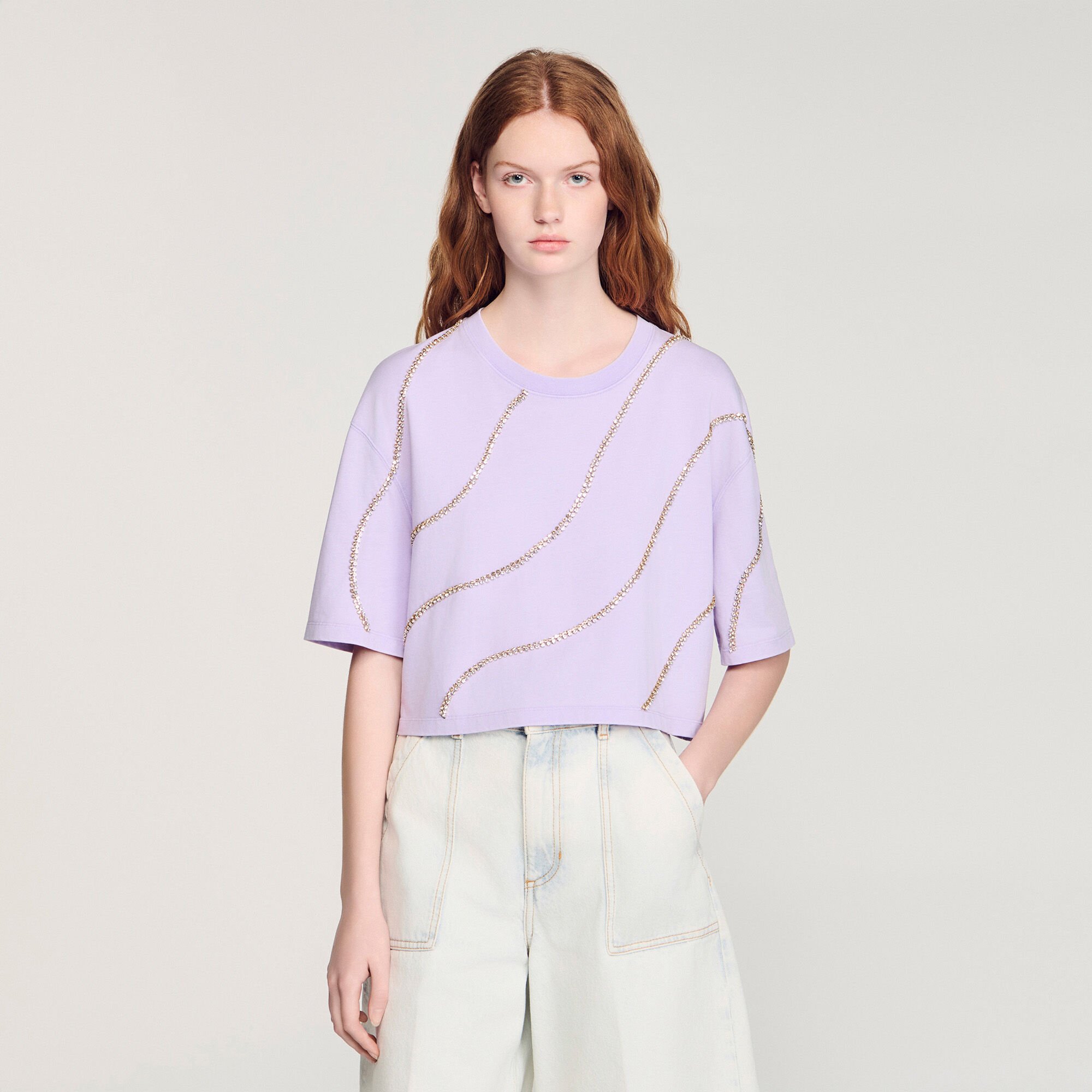 Rhinestone cropped T-shirt