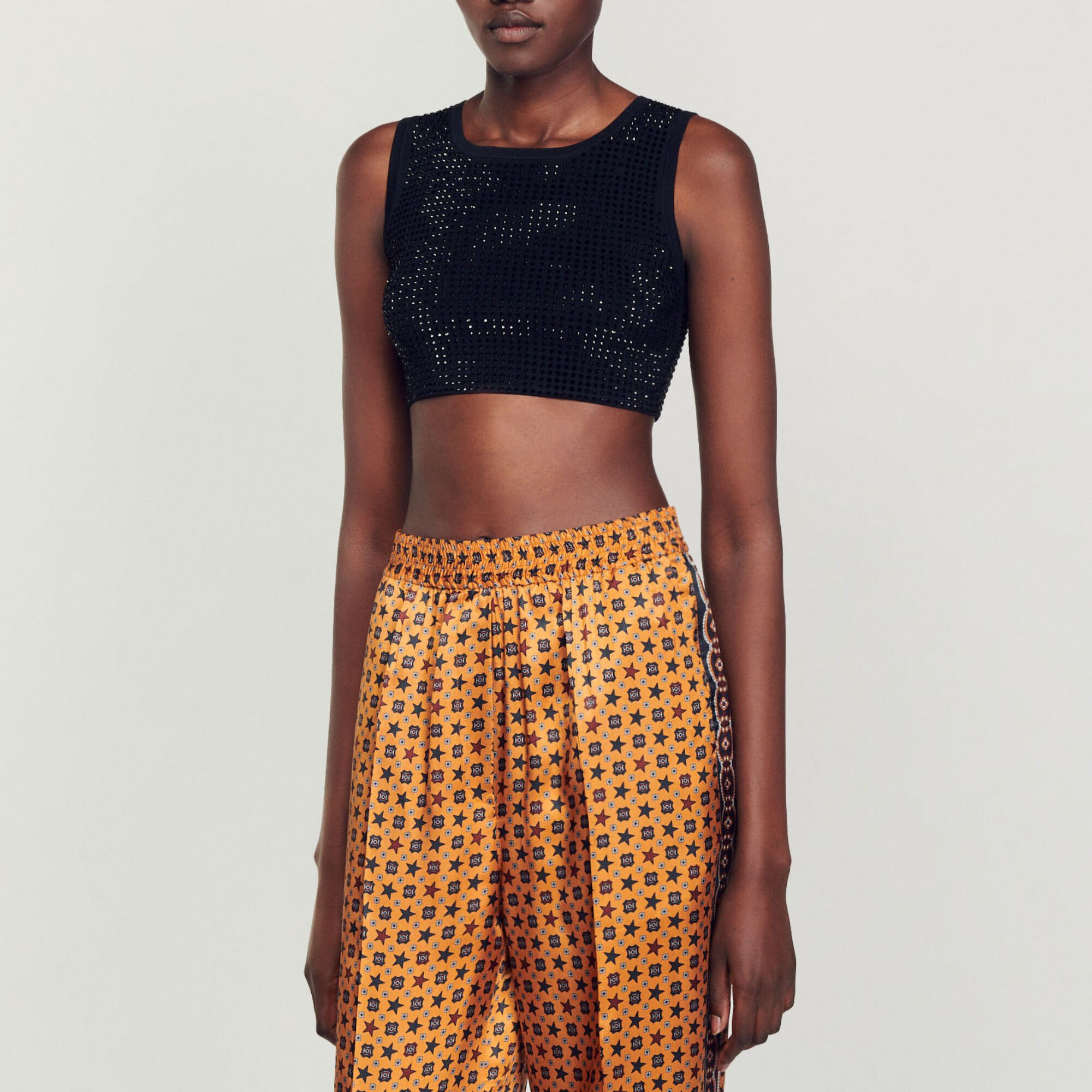 Crop top with rhinestones