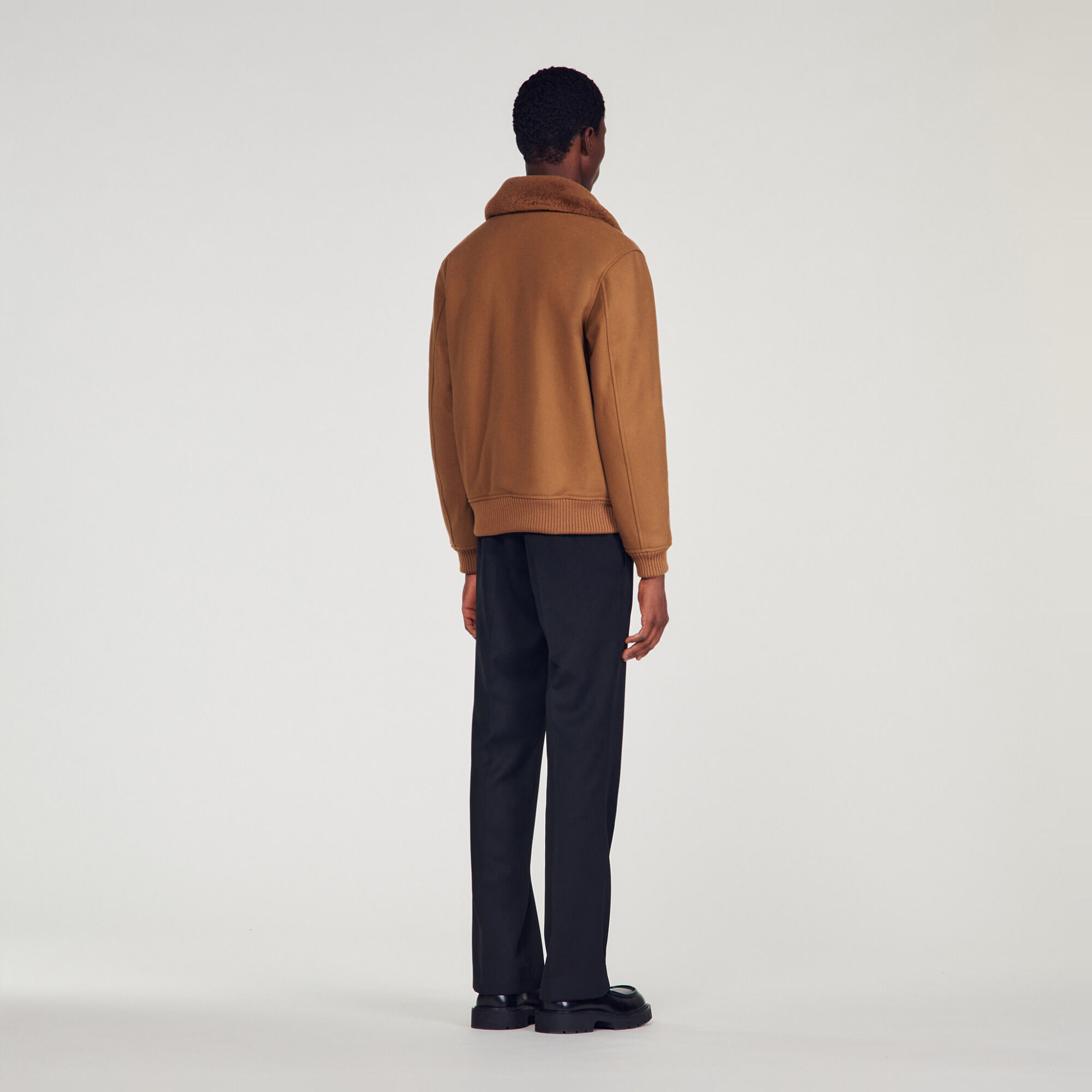 Shearling collar aviator jacket