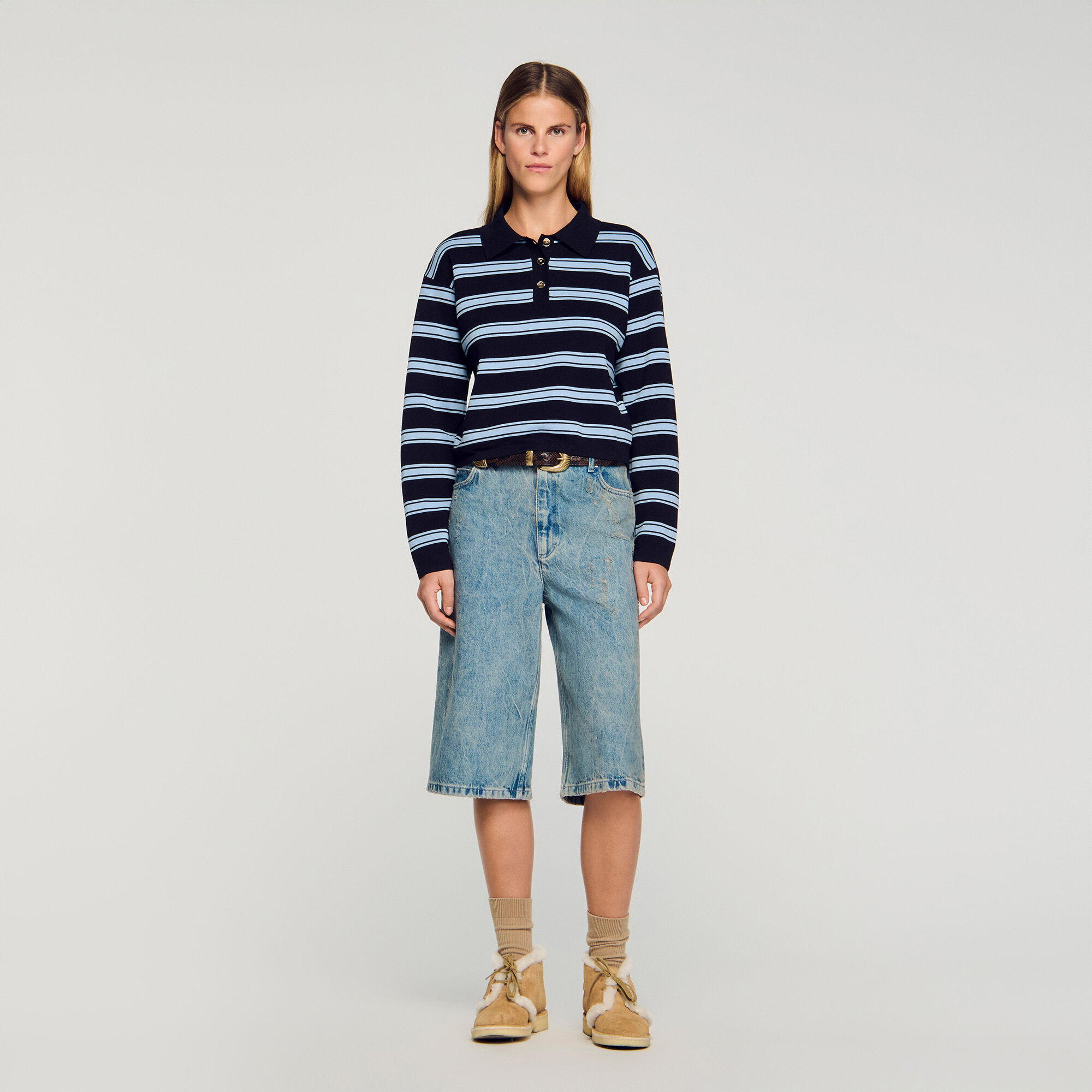 Striped polo jumper