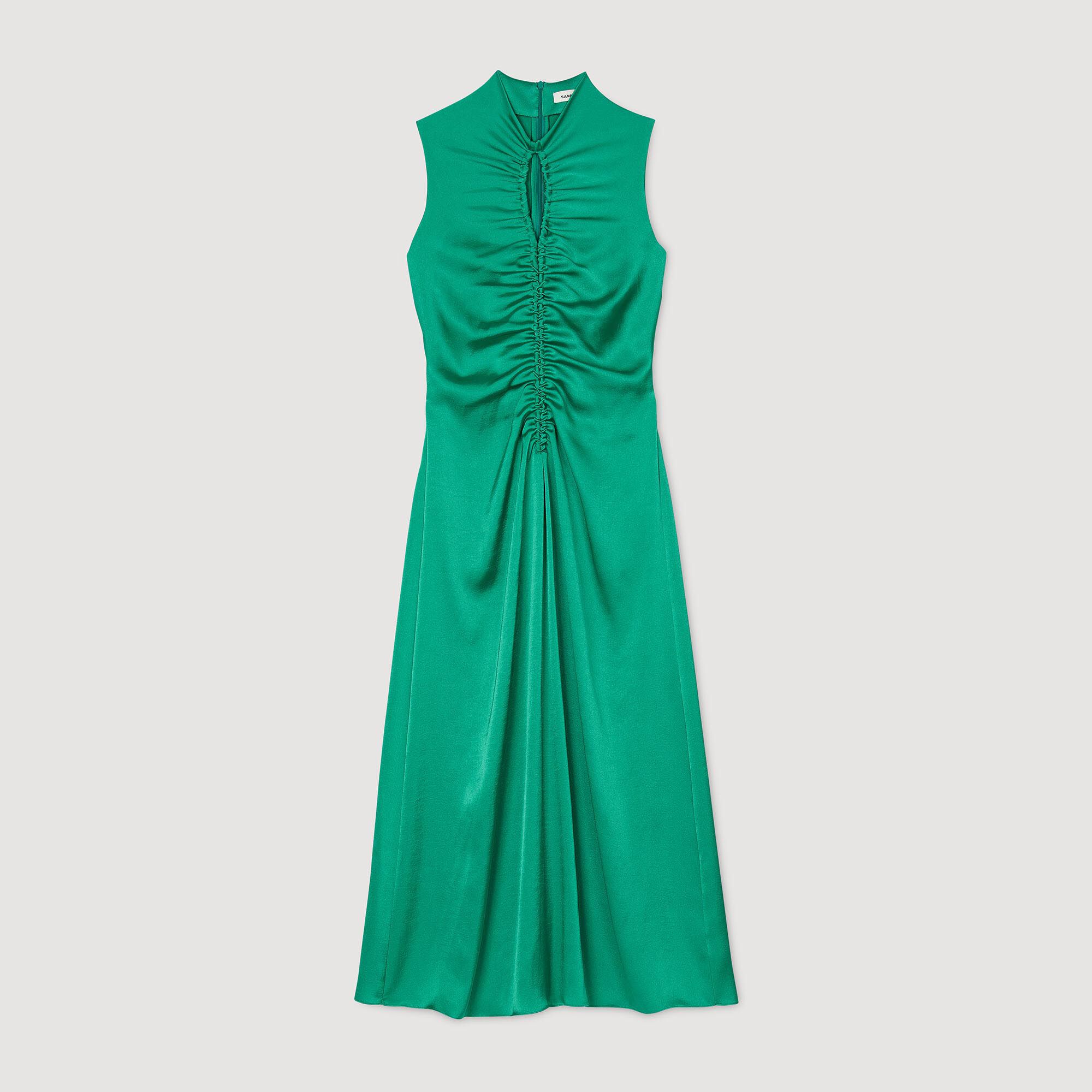 Draped satin-effect dress