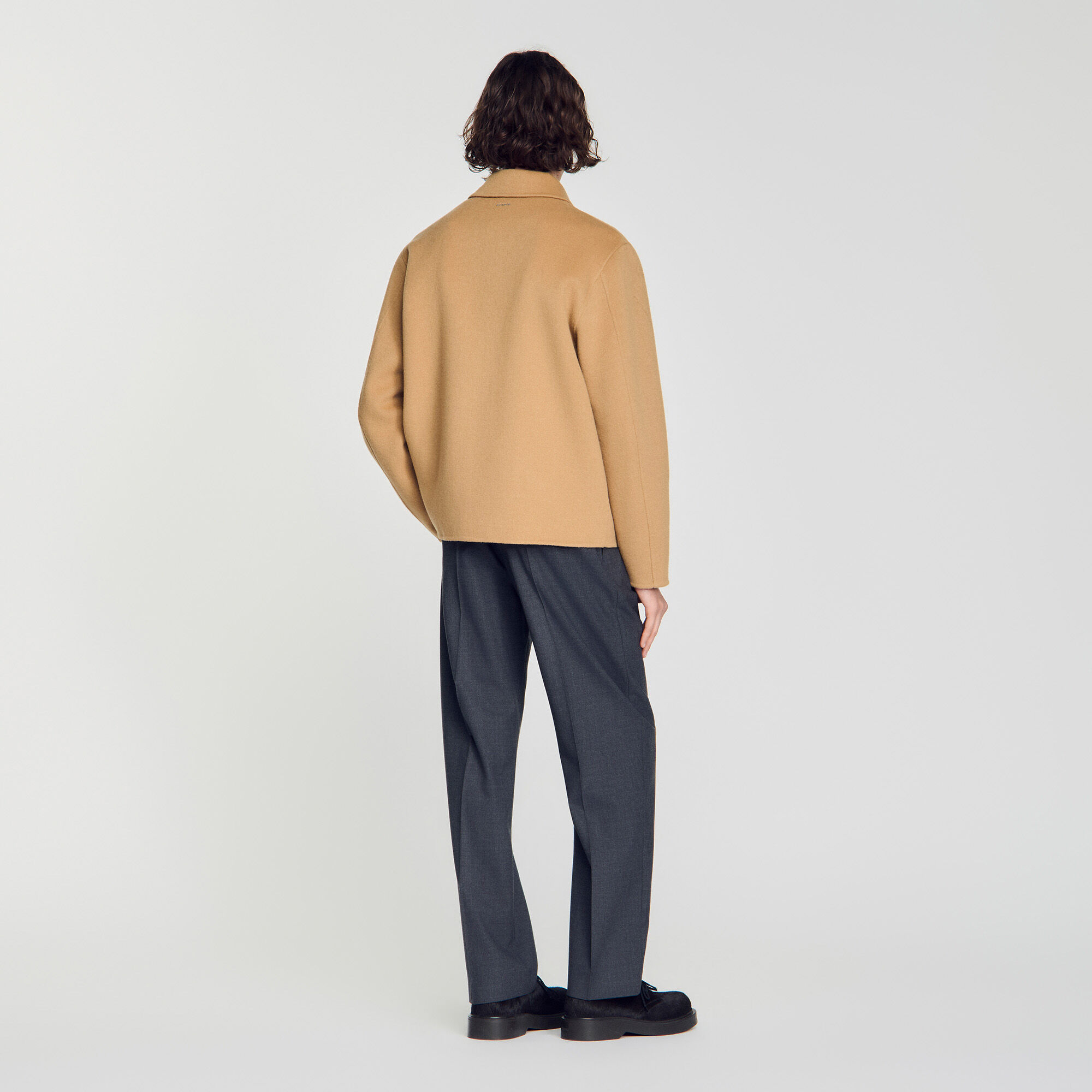 Double-faced wool jacket white / beige for Men | Sandro Paris