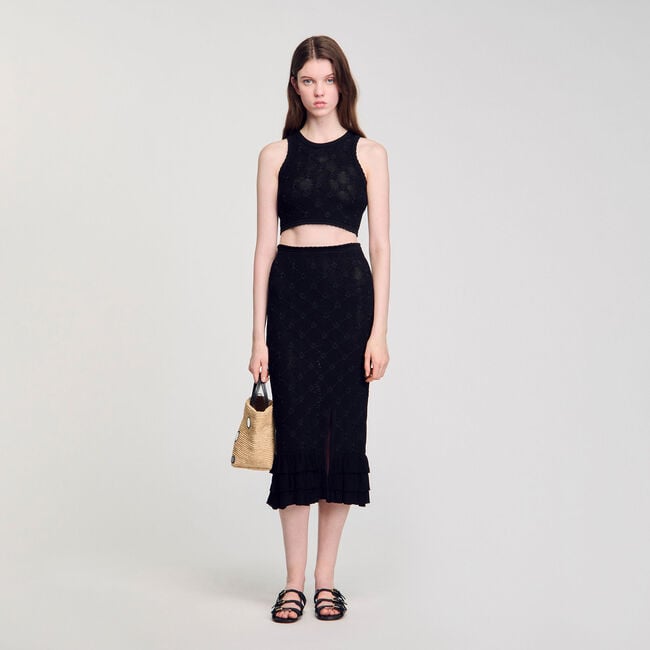 Knit midi skirt