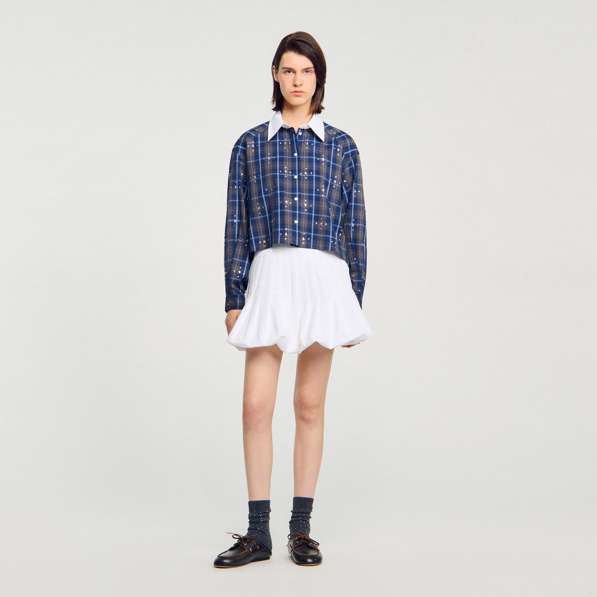 Rhinestone check shirt