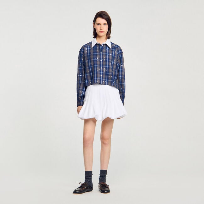 Rhinestone check shirt
