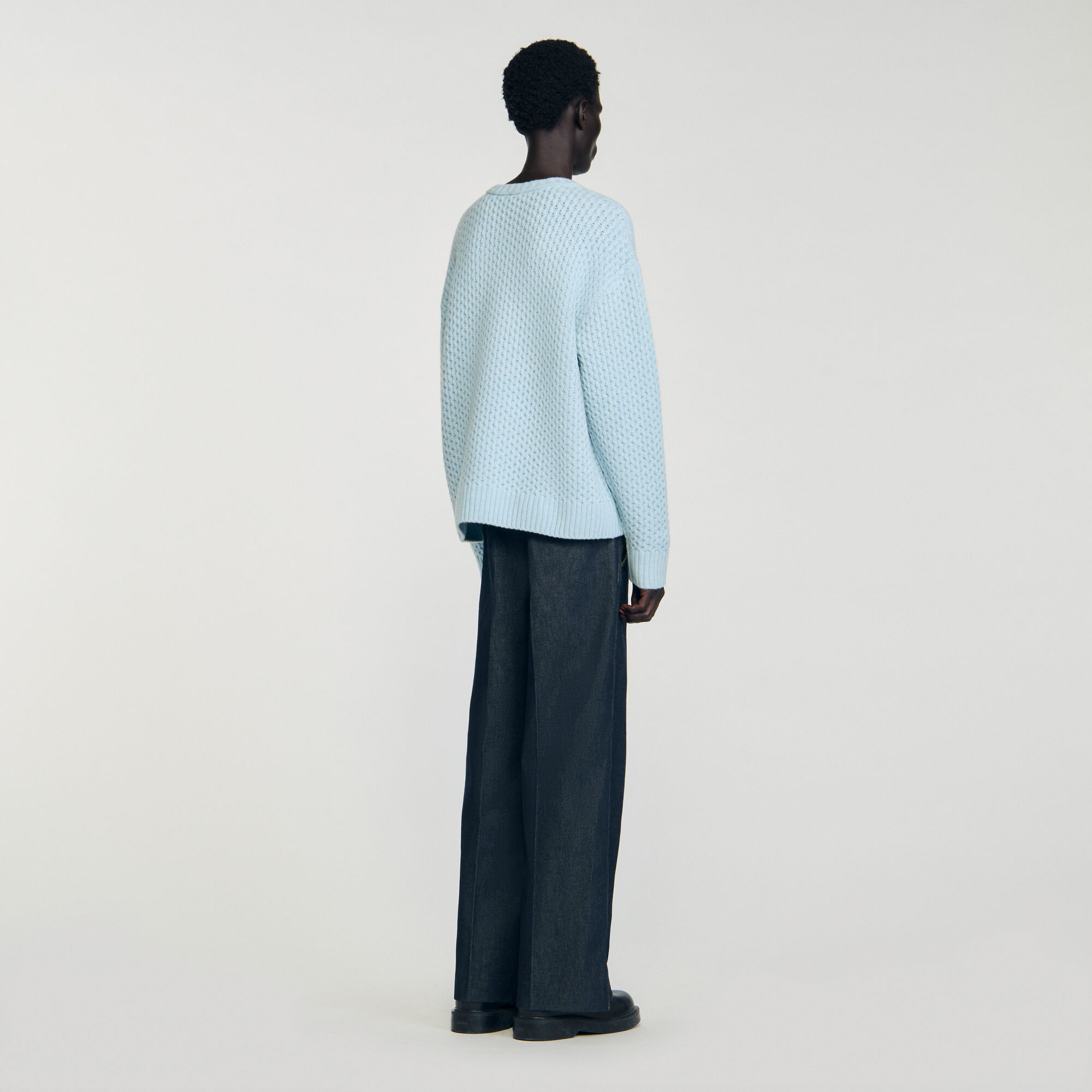 Honeycomb stitch wool jumper