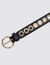 Belt with round buckle and eyelets