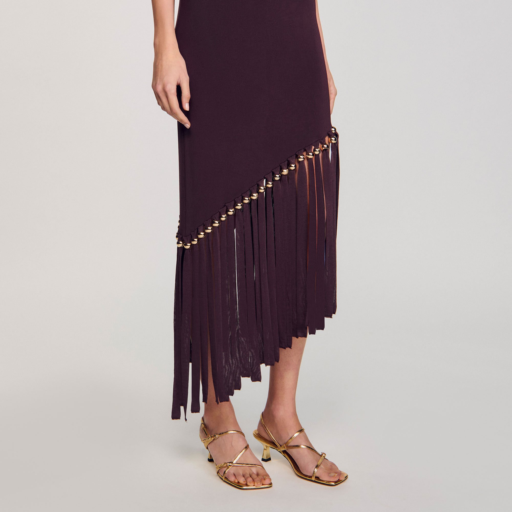 Fringed and beaded maxi dress