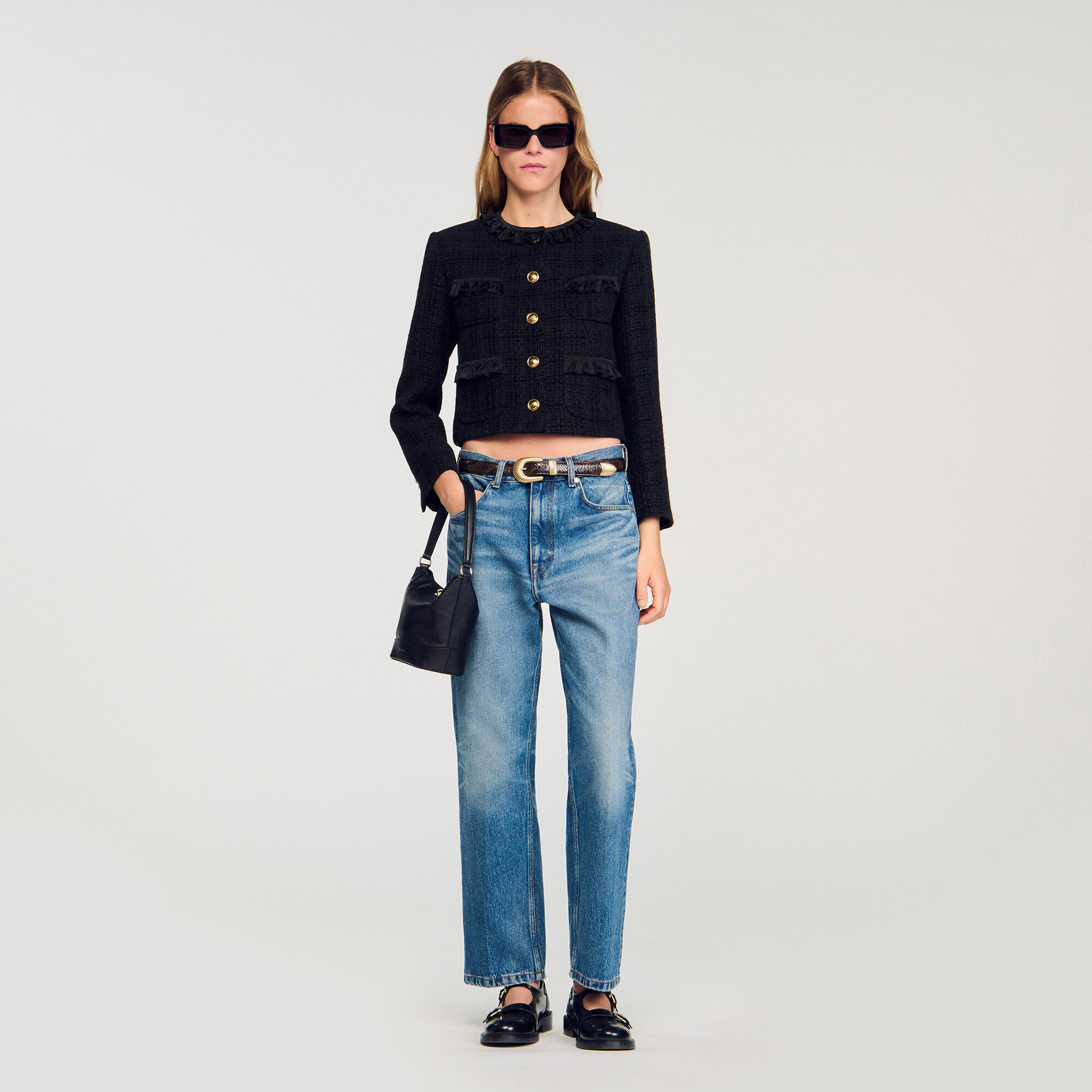 Ruffled tweed jacket