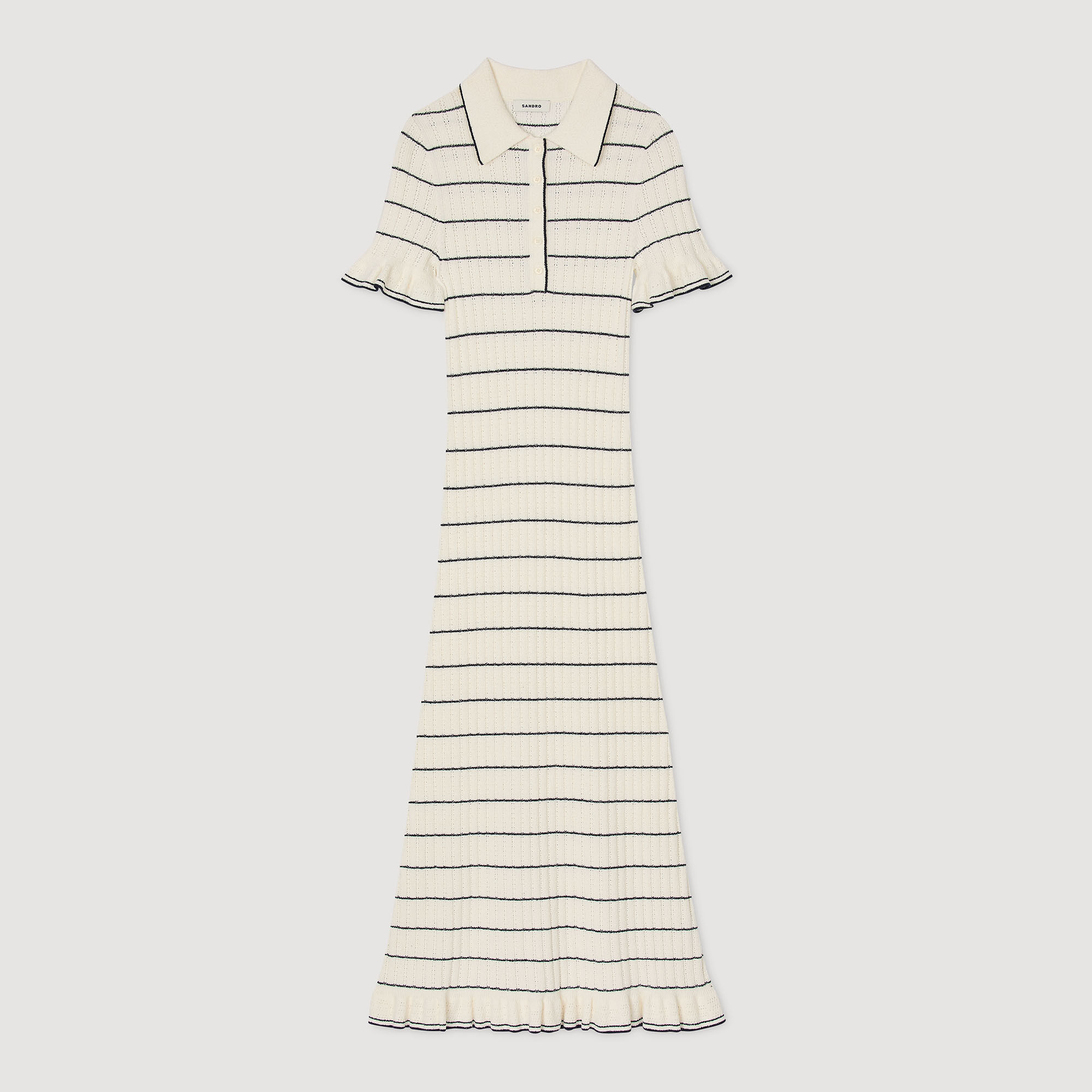 Knitted maxi dress with polo neck
