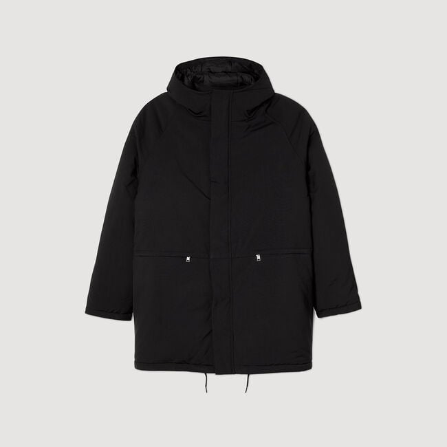 Fleece parka in technical fabric