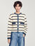 Stripy cardigan with denim details