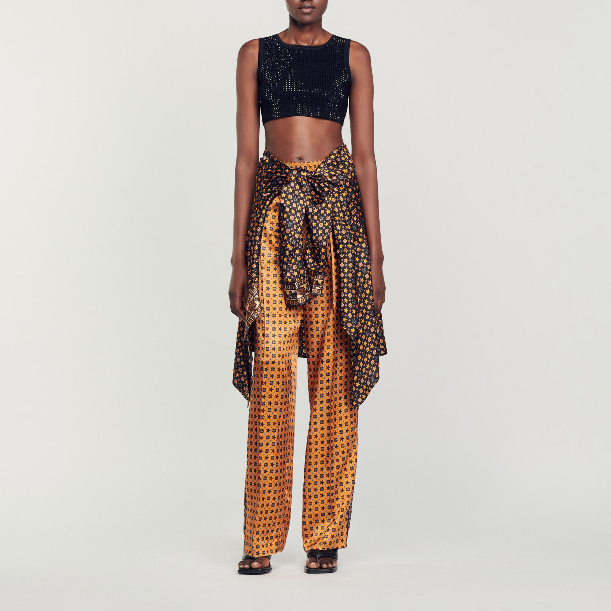 Crop top with rhinestones