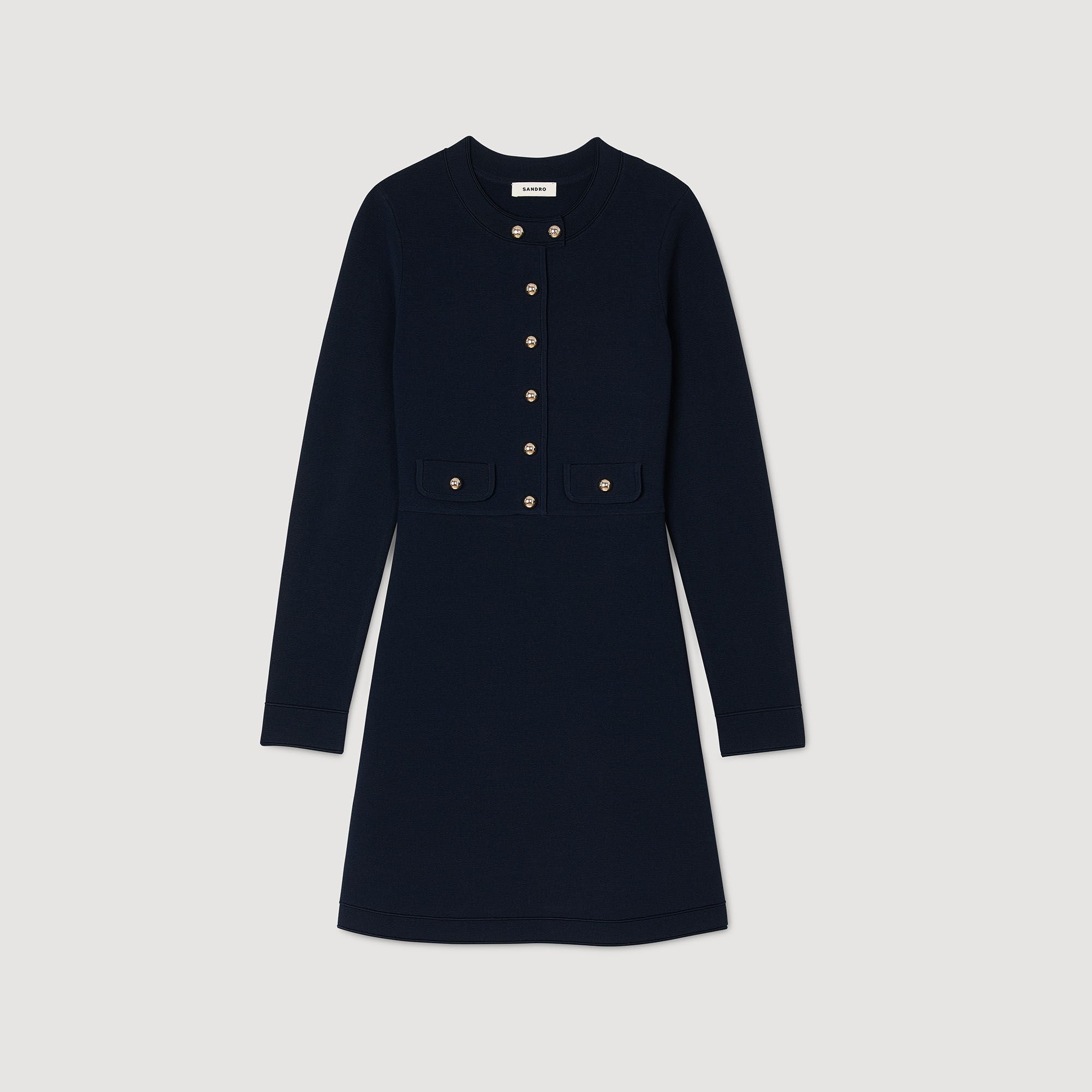【sandro】Short knit dress（送料込み） Short knit dress black / gray For Women | Sandro Paris