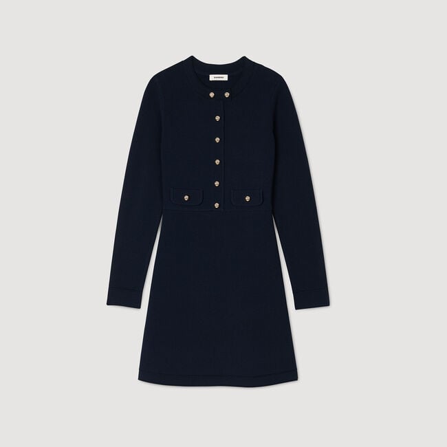 Short button-up knit dress
