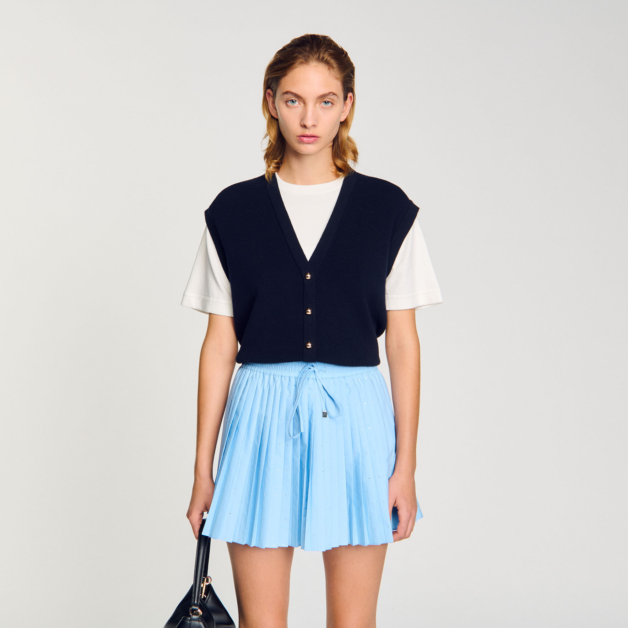 Two-tone wool and cashmere jumper