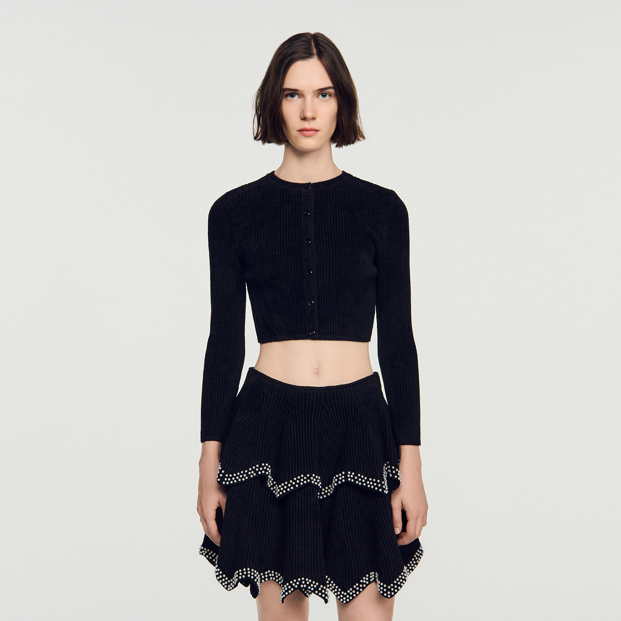 Velvet knit cropped cardigan - Women | Sandro