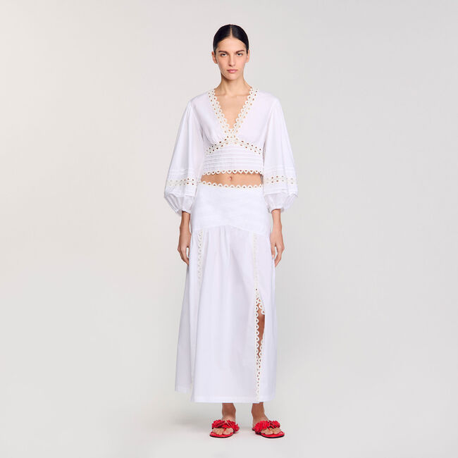 Long poplin skirt