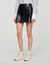 Short aged leather skirt