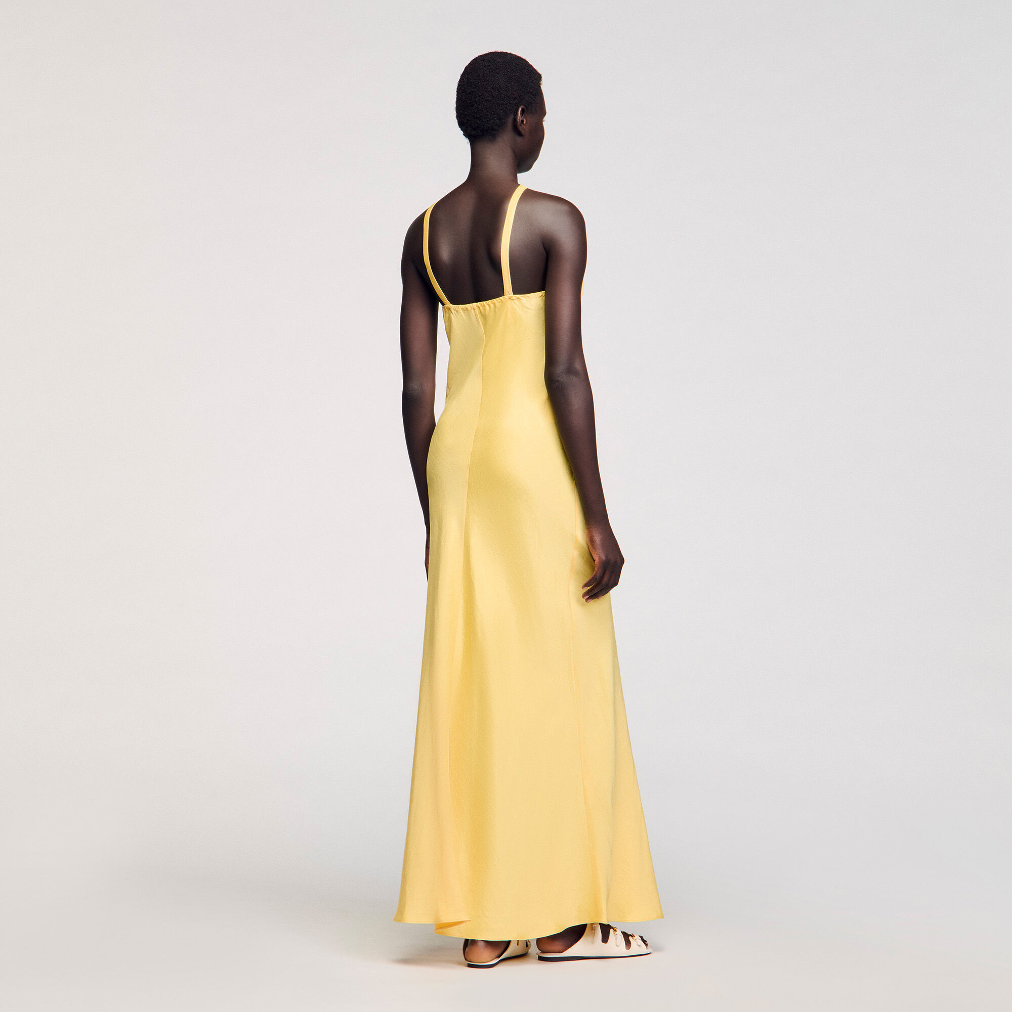Ruffled maxi dress yellow / orange For Women | Sandro Paris