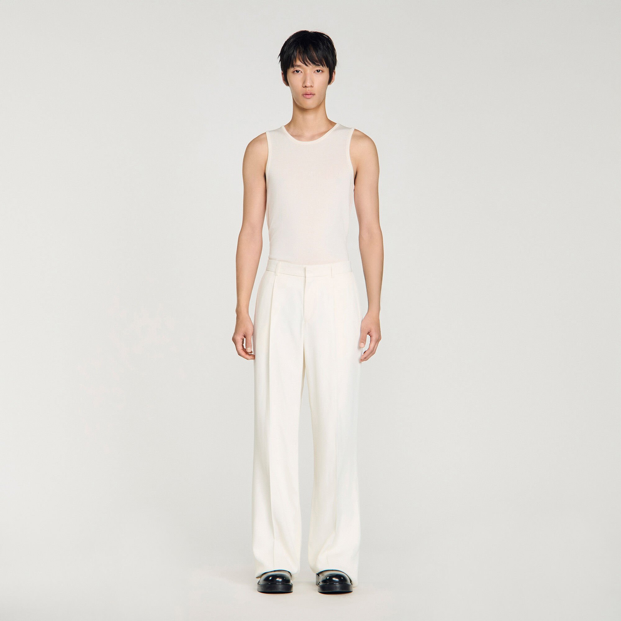 Wide-leg fluid viscose trousers