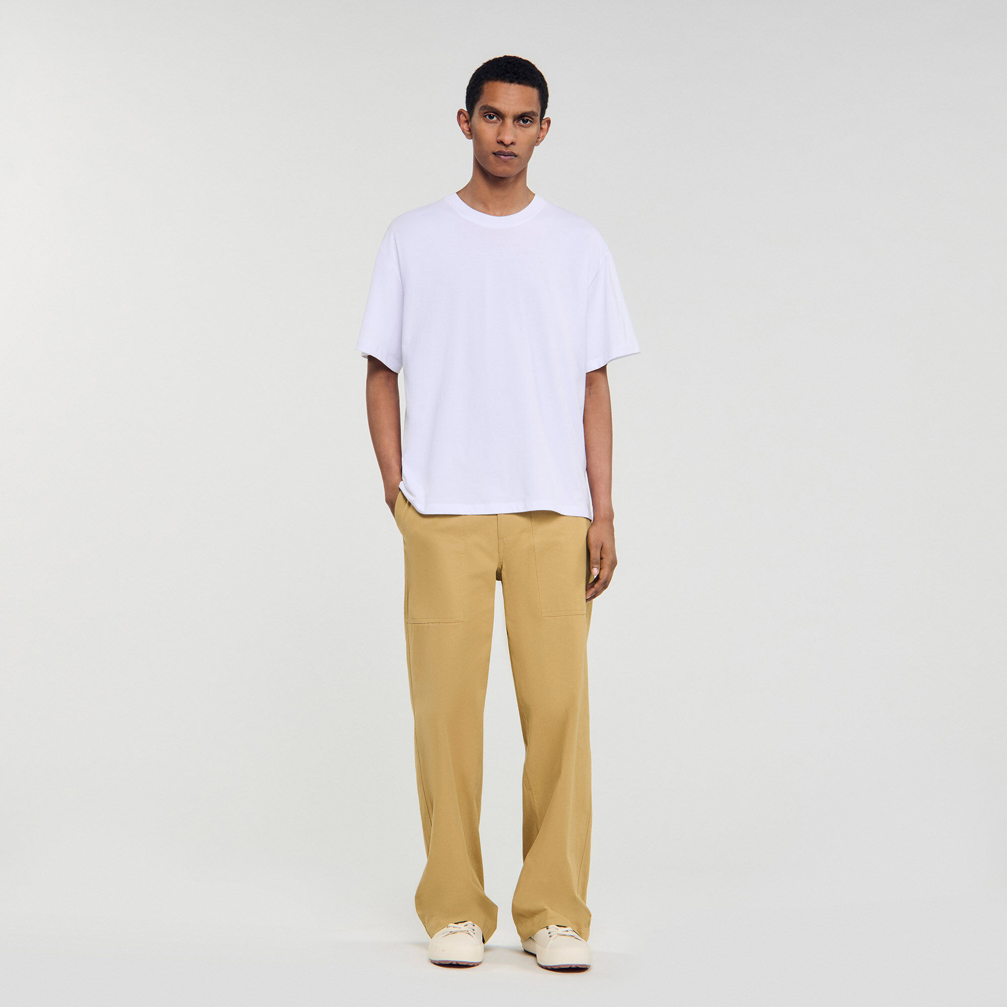 Oversized T-shirt white / beige for Men | Sandro Paris