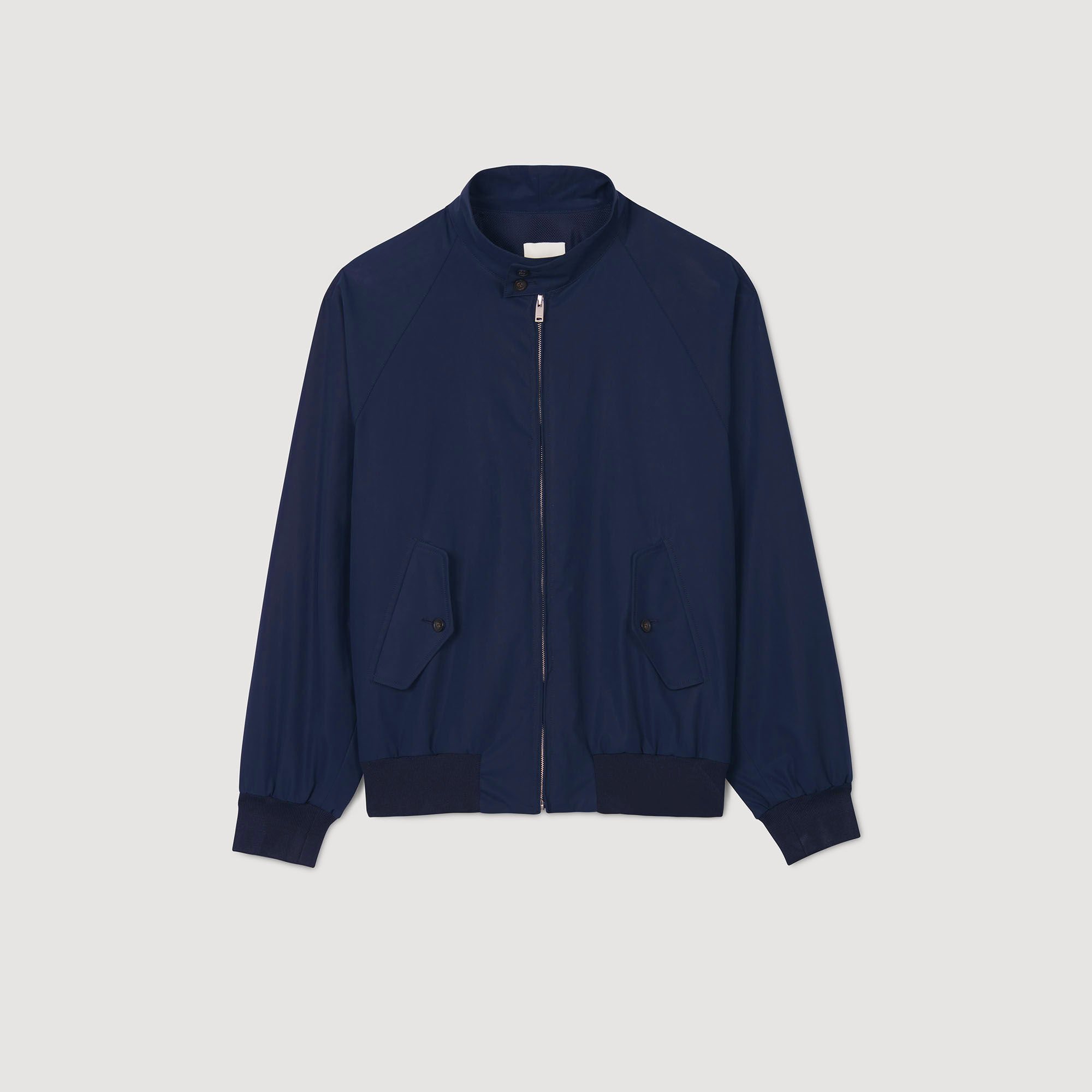 【海外限定】Sandroジャケット☆Checked High-Neck Woven Jacket Checked jacket blue For Women | Sandro Paris