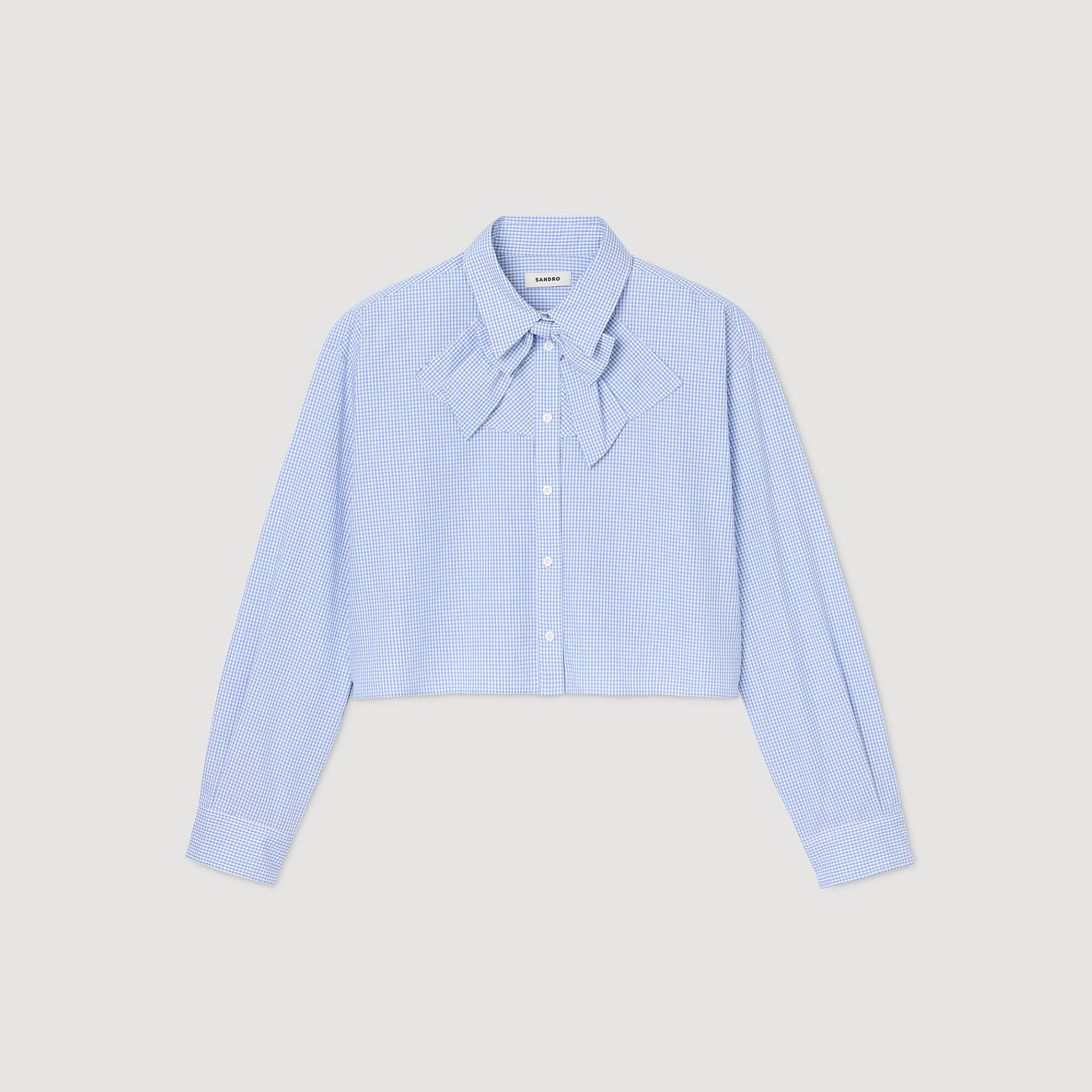 Bow collar shirt blue For Women | Sandro Paris