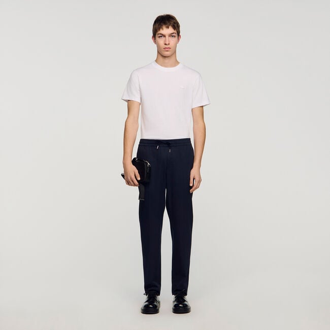 Elasticated straight-leg trousers