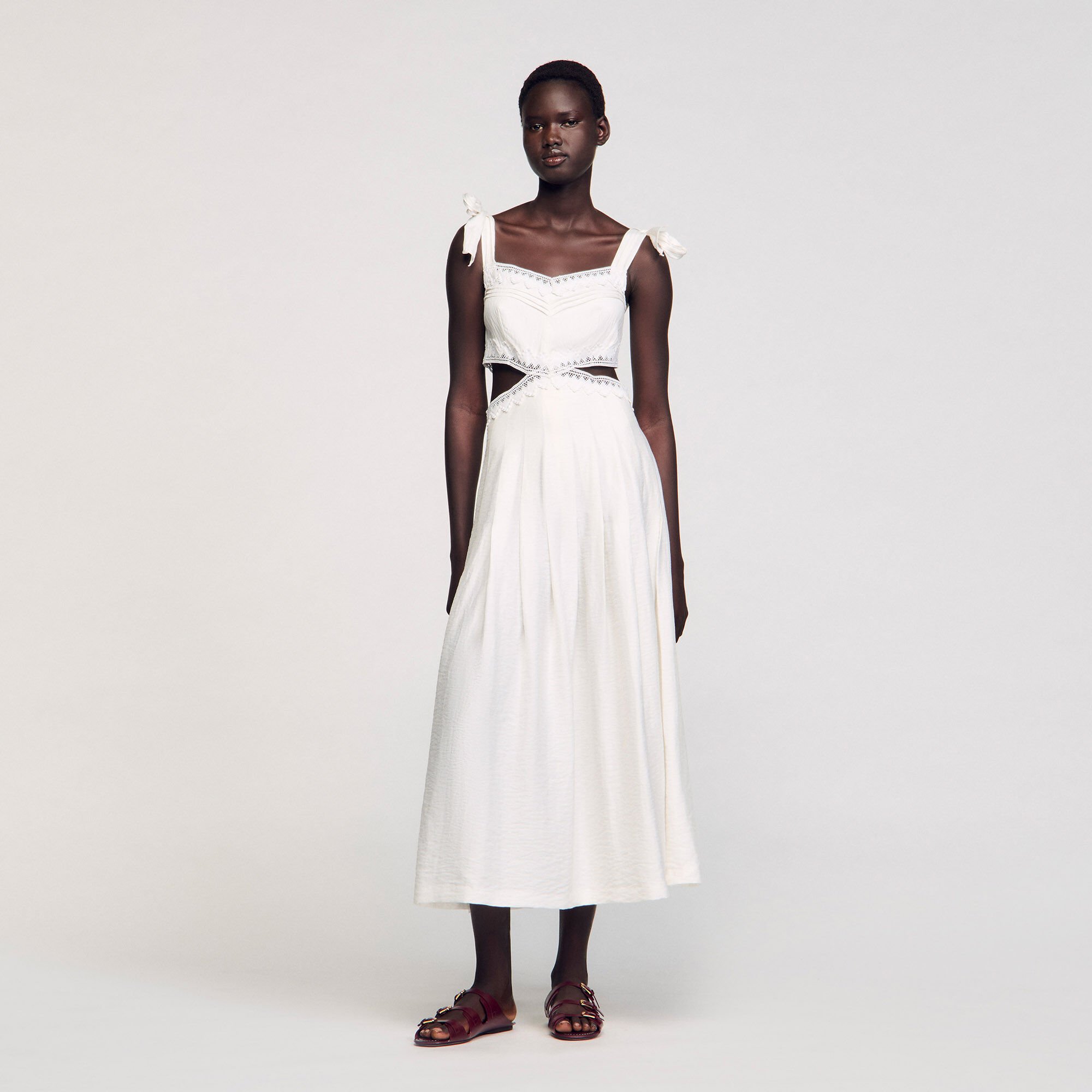 Lace trim maxi dress