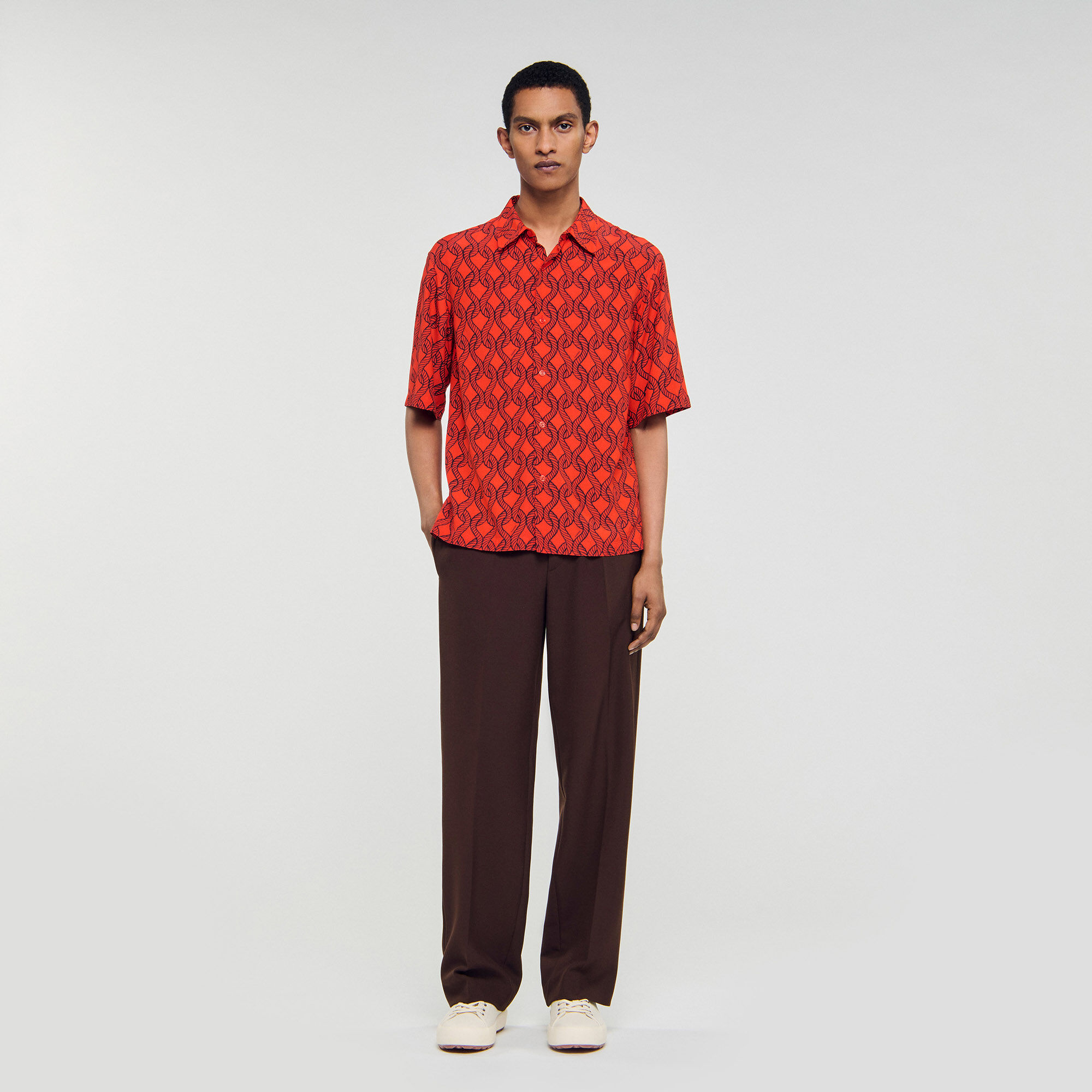 sandro paris サンドロ レース開衿シャツ