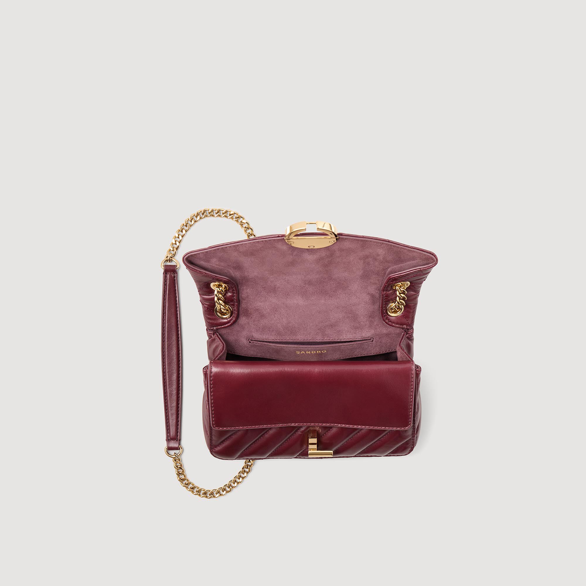 Yza small plain leather bag red For Women | Sandro Paris