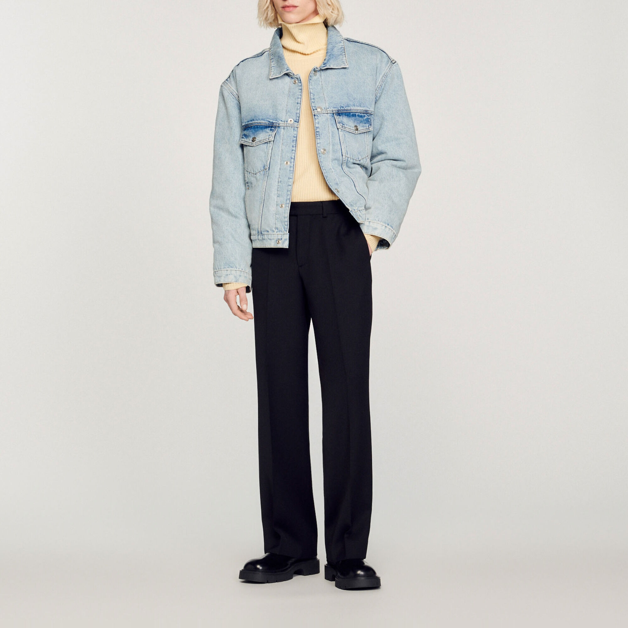 Fleece denim jacket