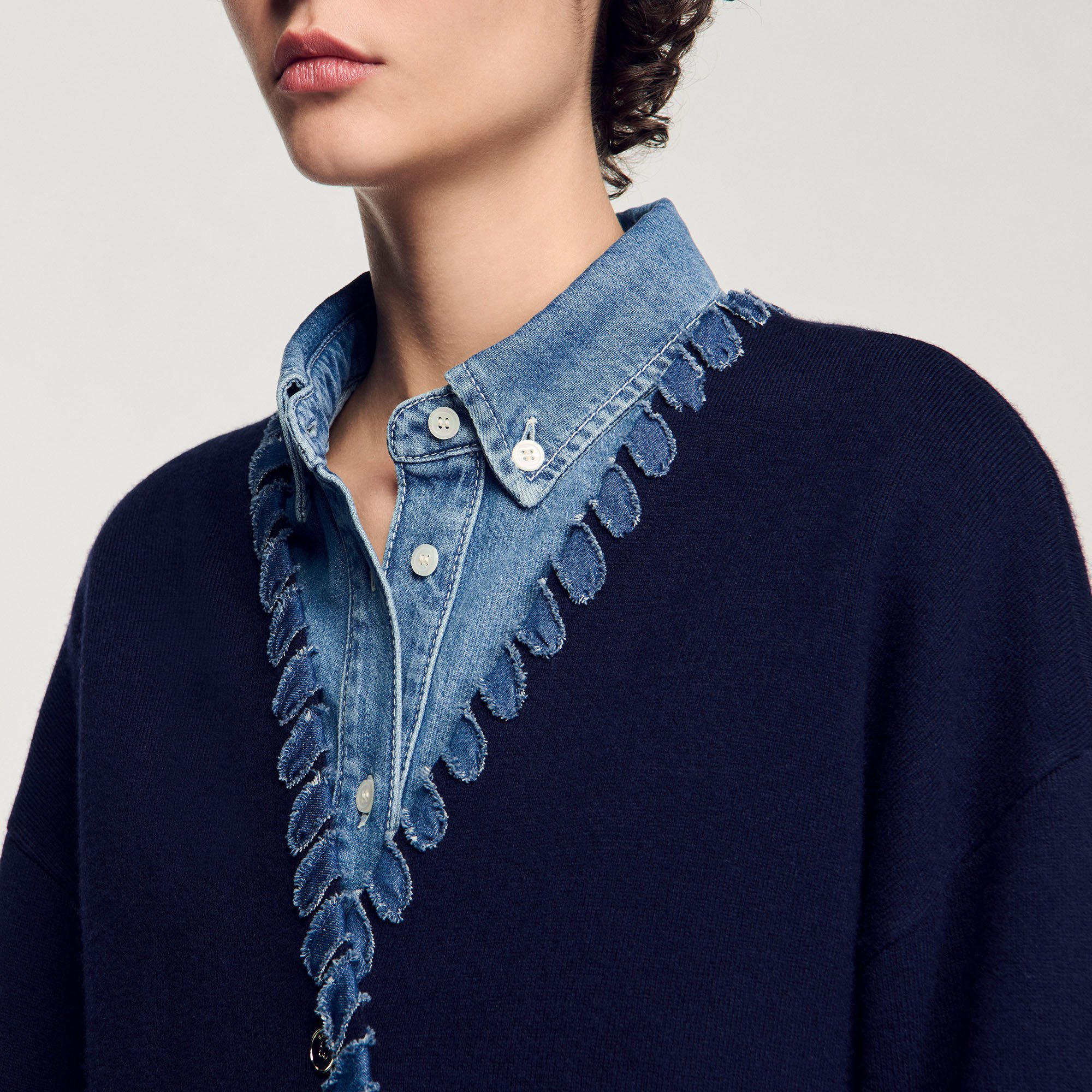 Cardigan with denim details
